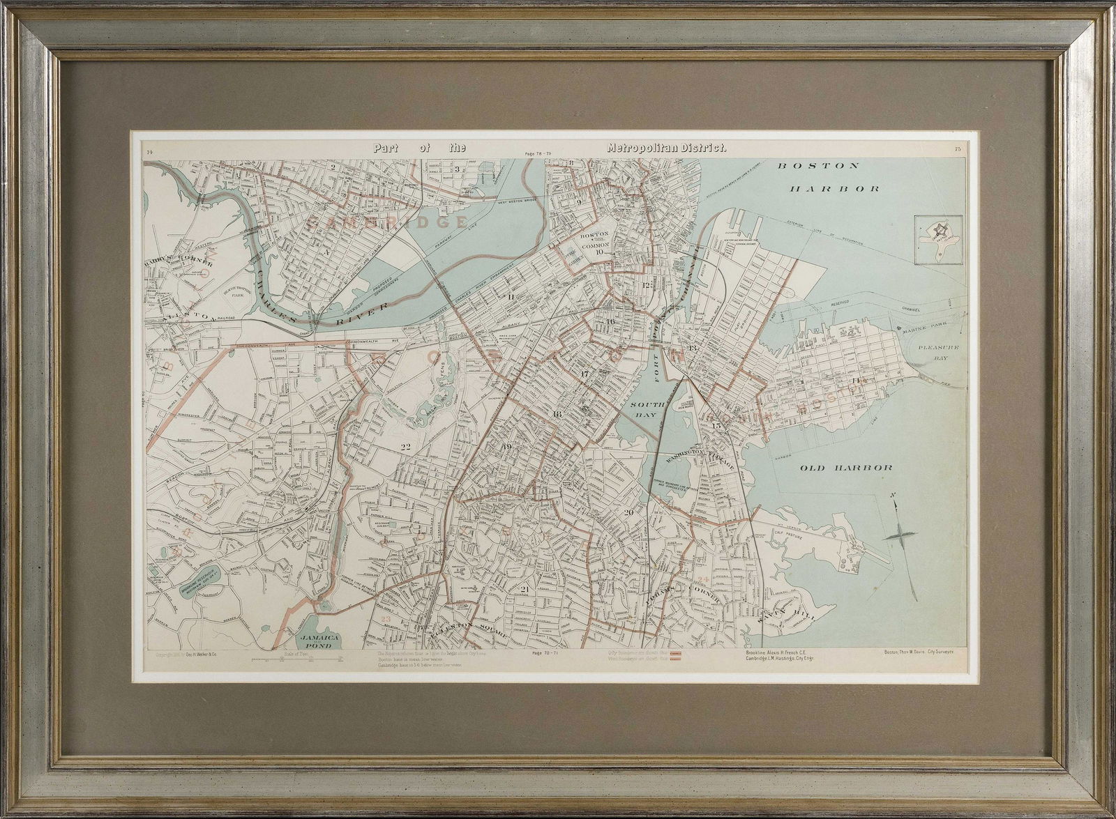 GEO. H. WALKER & CO. MAP OF BOSTON Late 19th Century (1 of 1)