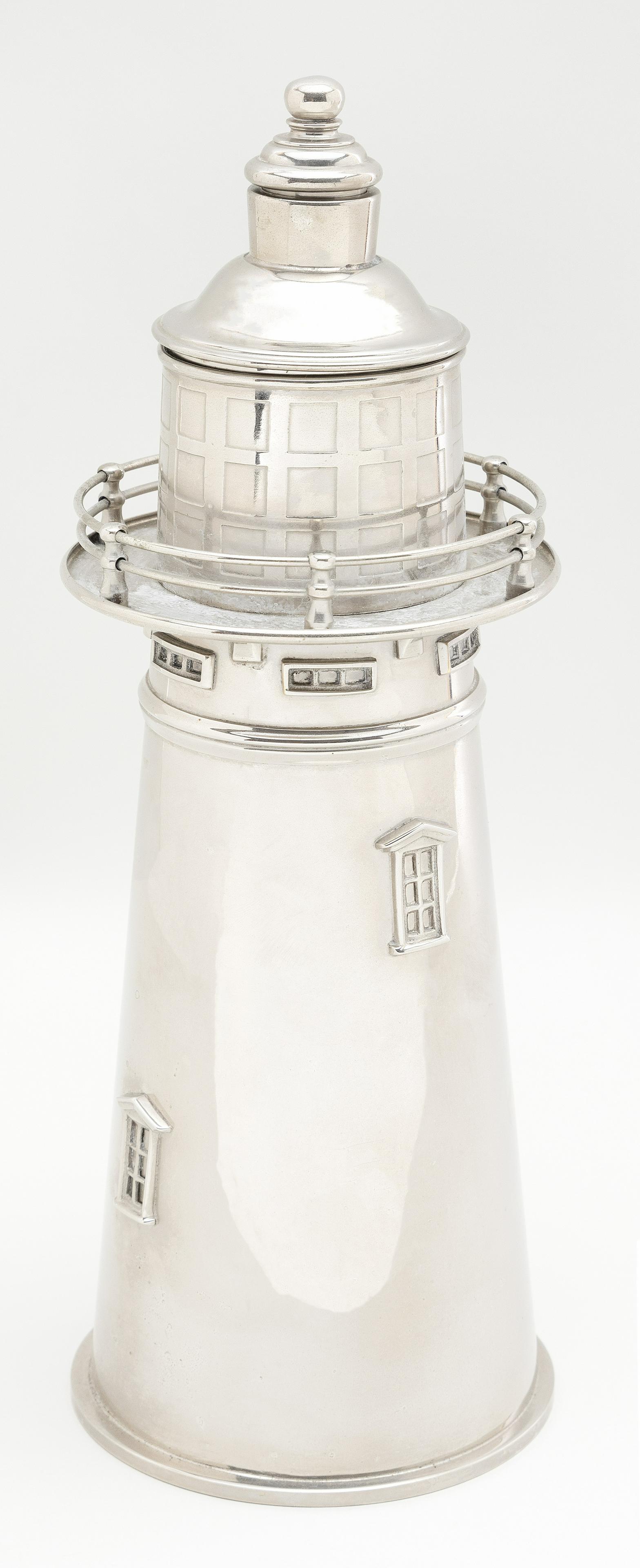 SILVER PLATED LIGHTHOUSE-FORM COCKTAIL SHAKER (1 of 1)