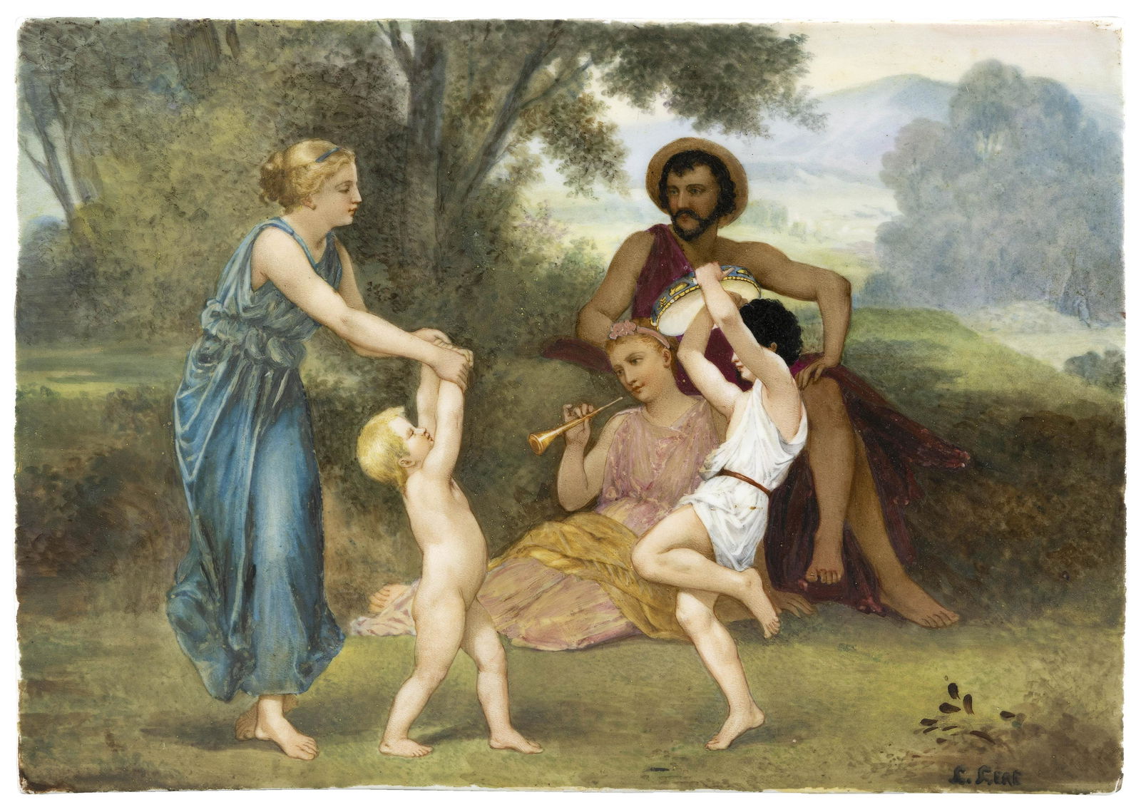 KPM-STYLE HAND-PAINTED PORCELAIN PLAQUE 19th Century (1 of 2)