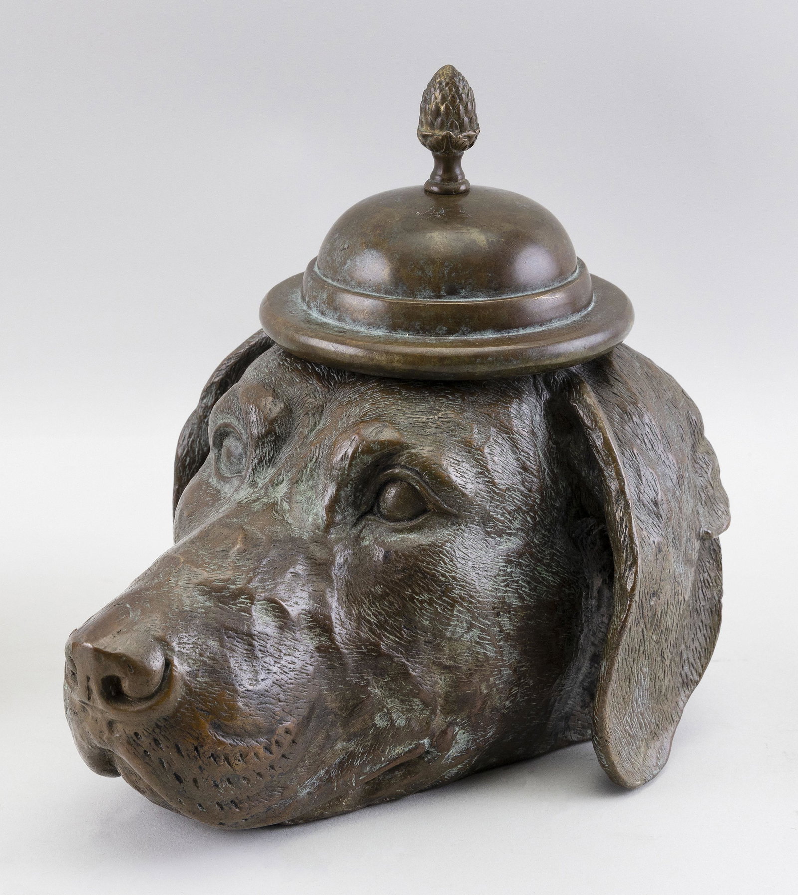BRONZE CANISTER IN THE FORM OF A DOG’S HEAD Late 20th (1 of 2)