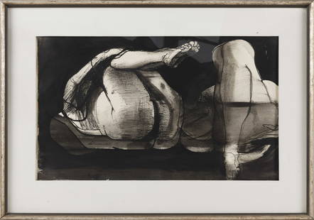 RICO LEBRUN (California/New York/Italy, 1900-1964), Two: RICO LEBRUNCalifornia/New York/Italy, 1900-1964Two figures. Signed and dated mid-left "LeBrun 1962".Ink wash on paper, 16" x 27" sight. Framed 25" x 35".