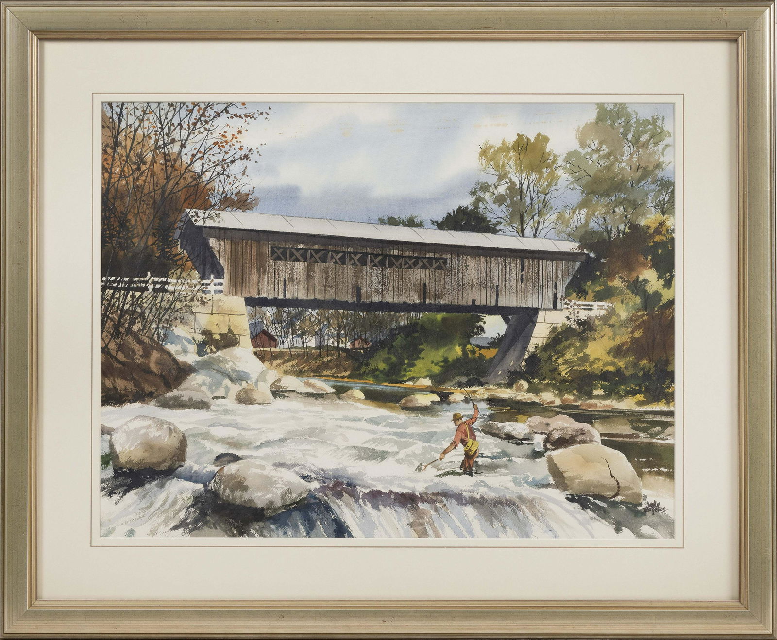 JOHN ROGERS (New York, 1906-1985), Fly fisherman by a (1 of 2)