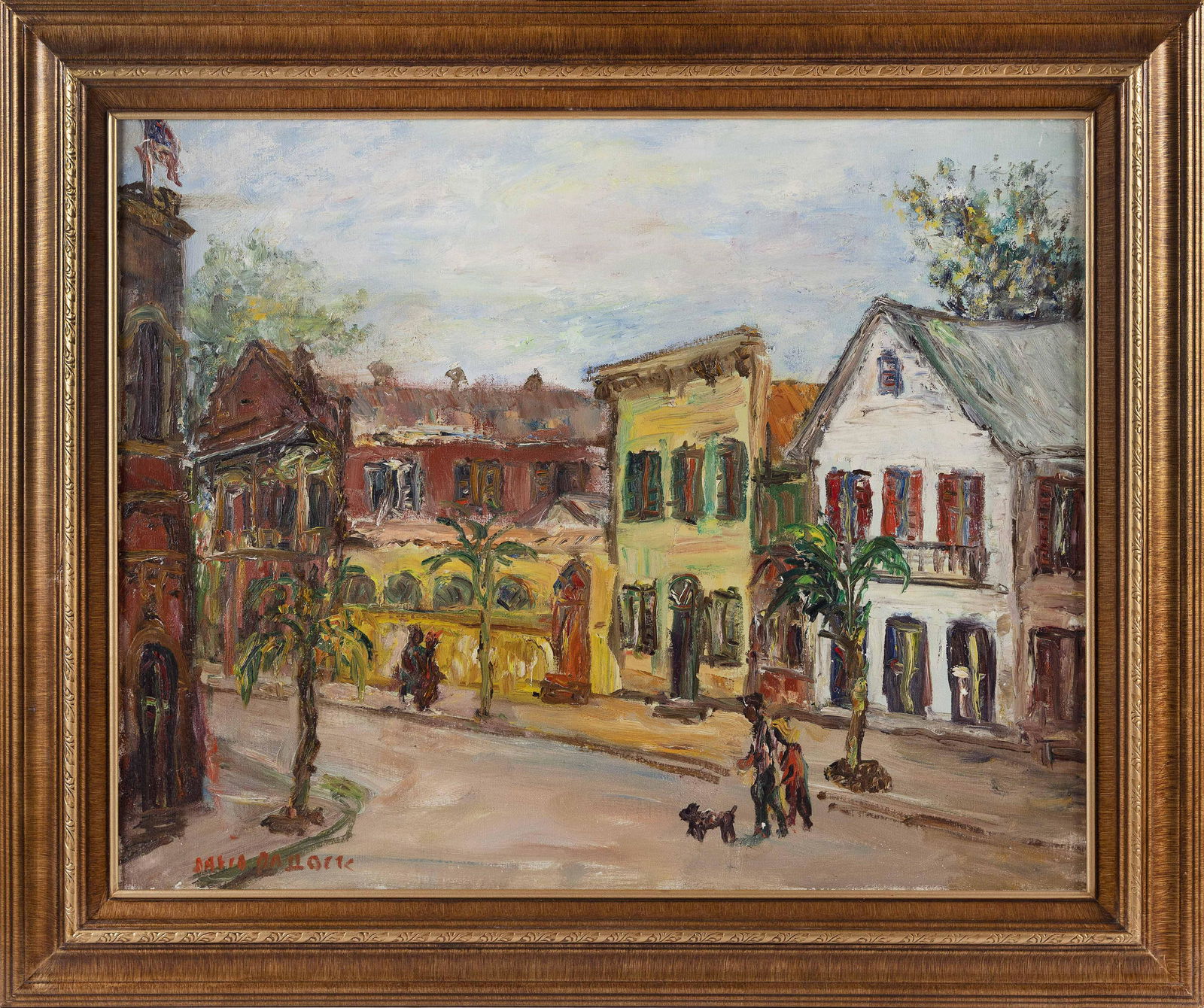 DAVID PALLOCK (Massachusetts, 1906-1977), Island street: DAVID PALLOCKMassachusetts, 1906-1977Island street scene. Signed lower left "David Pallock".Oil on canvas, 24" x 30". Framed 31" x 37".