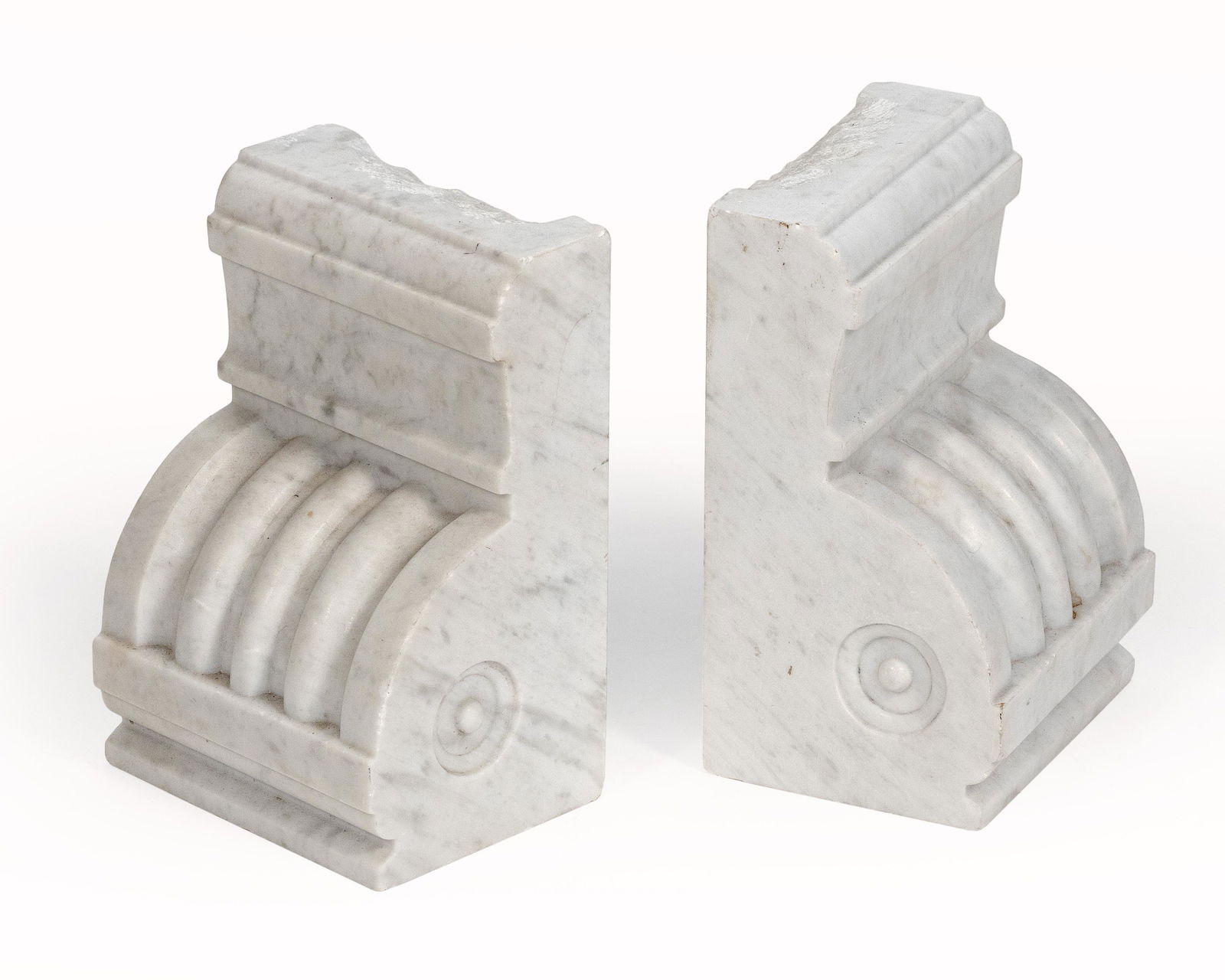 PAIR OF CARVED WHITE MARBLE ARCHITECTURAL CORBELS (1 of 2)