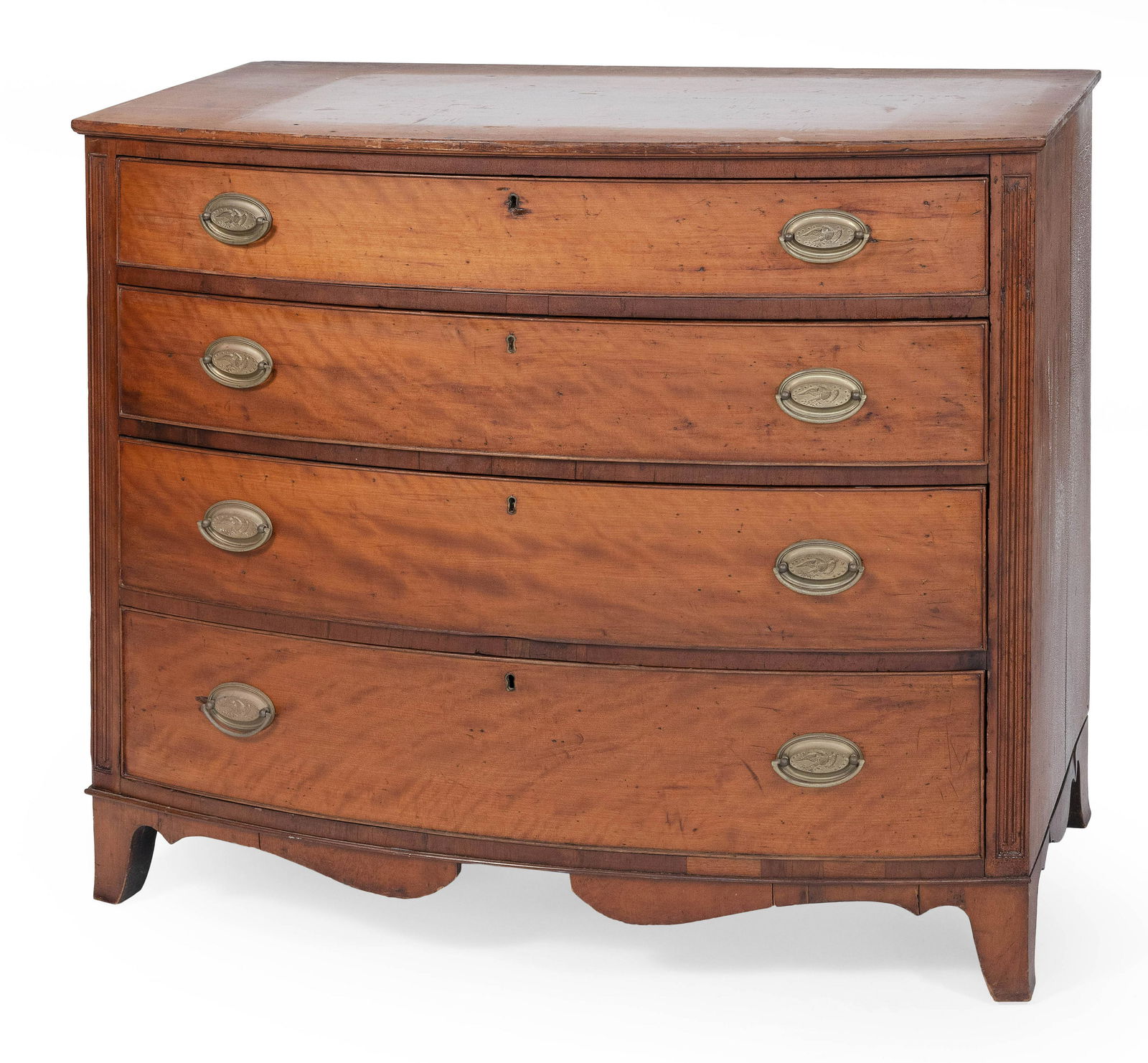 HEPPLEWHITE BOWFRONT CHEST 19th Century Height 37?. (1 of 2)