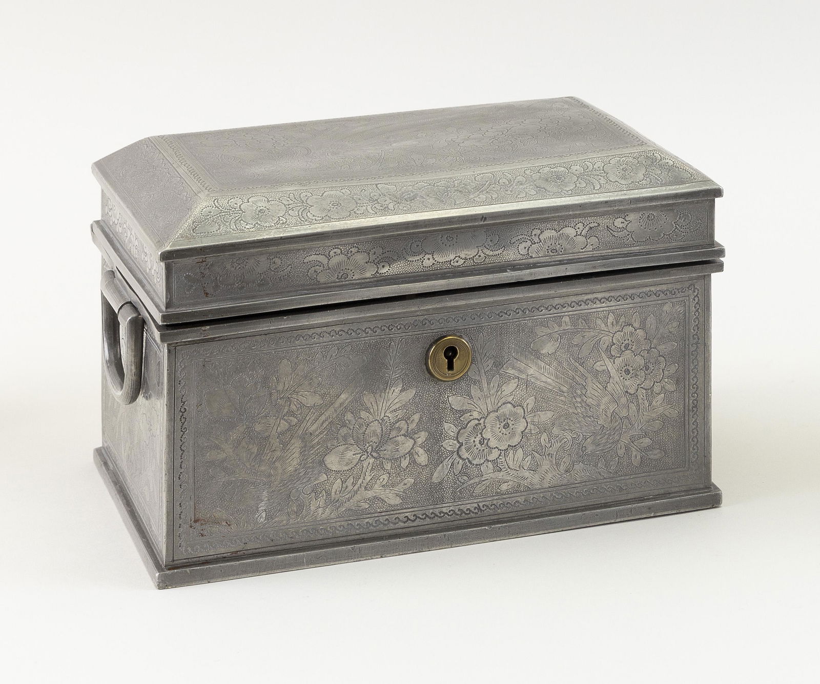 CHINESE PEWTER TEA CADDY 19th Century Height 5.75". (1 of 3)