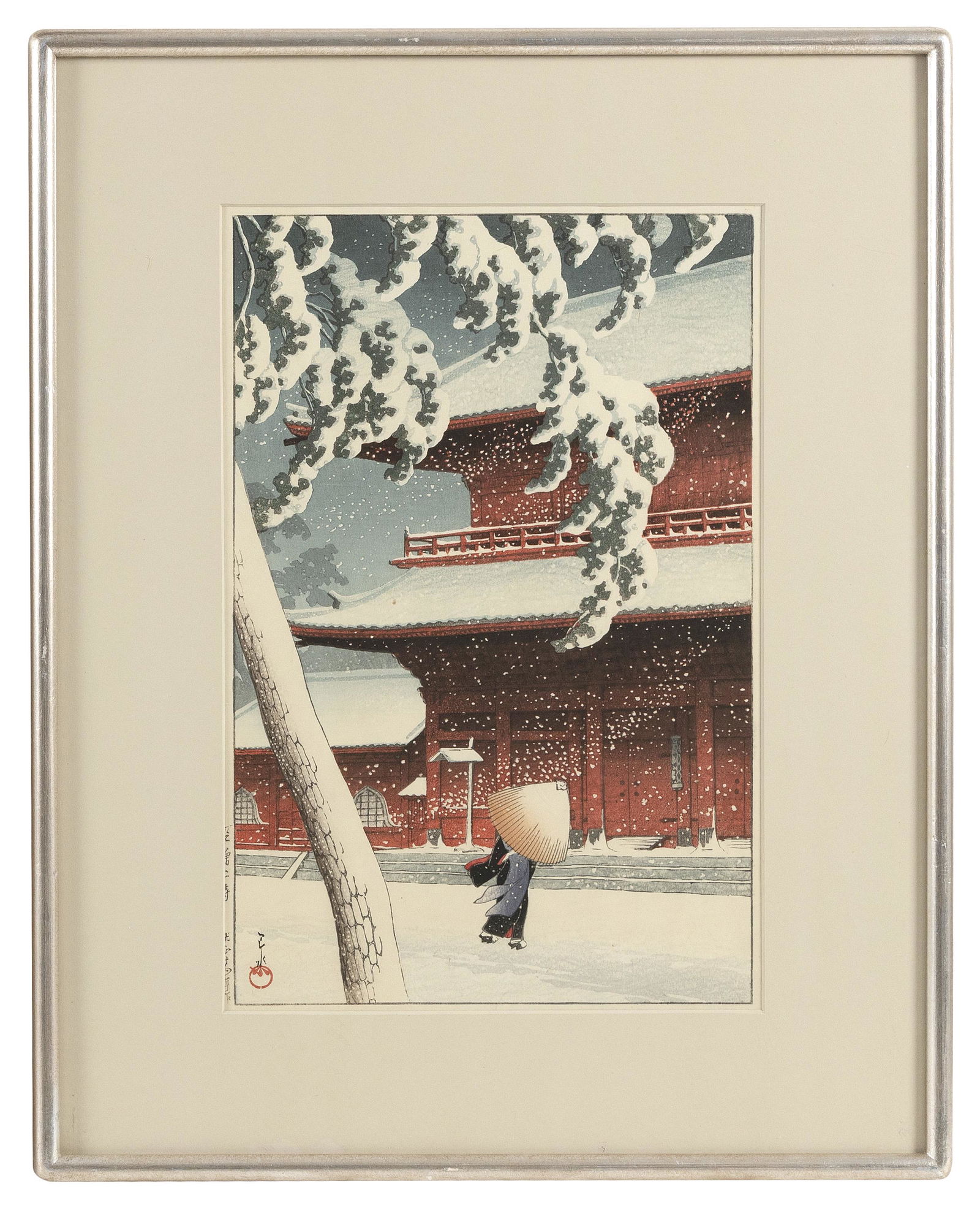 KAWASE HASUI (Japan, 1883-1957), Shiba Zojo Temple in (1 of 8)