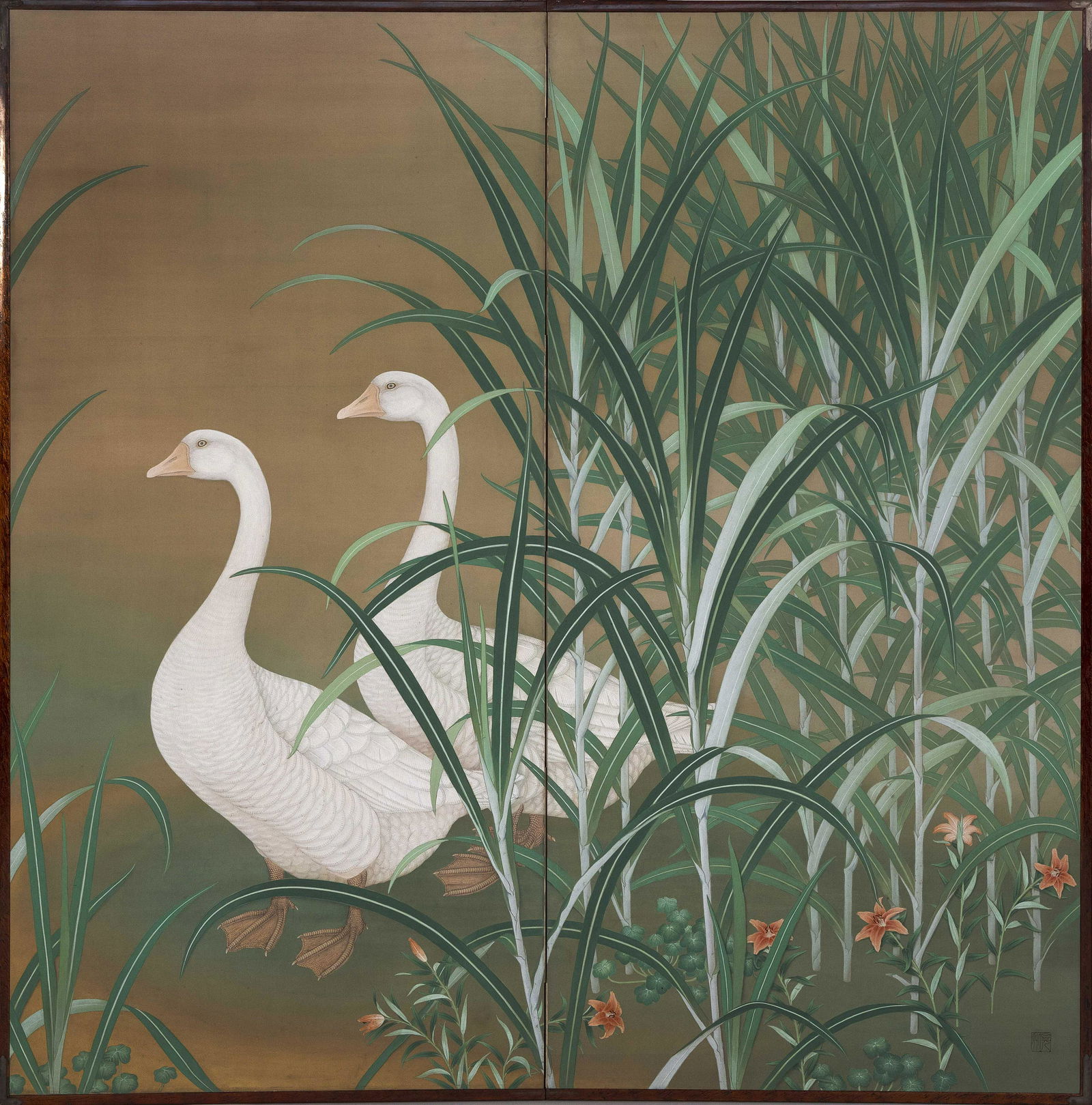 JAPANESE TWO-PANEL SCREEN Meiji Period, Circa 1900 (1 of 1)