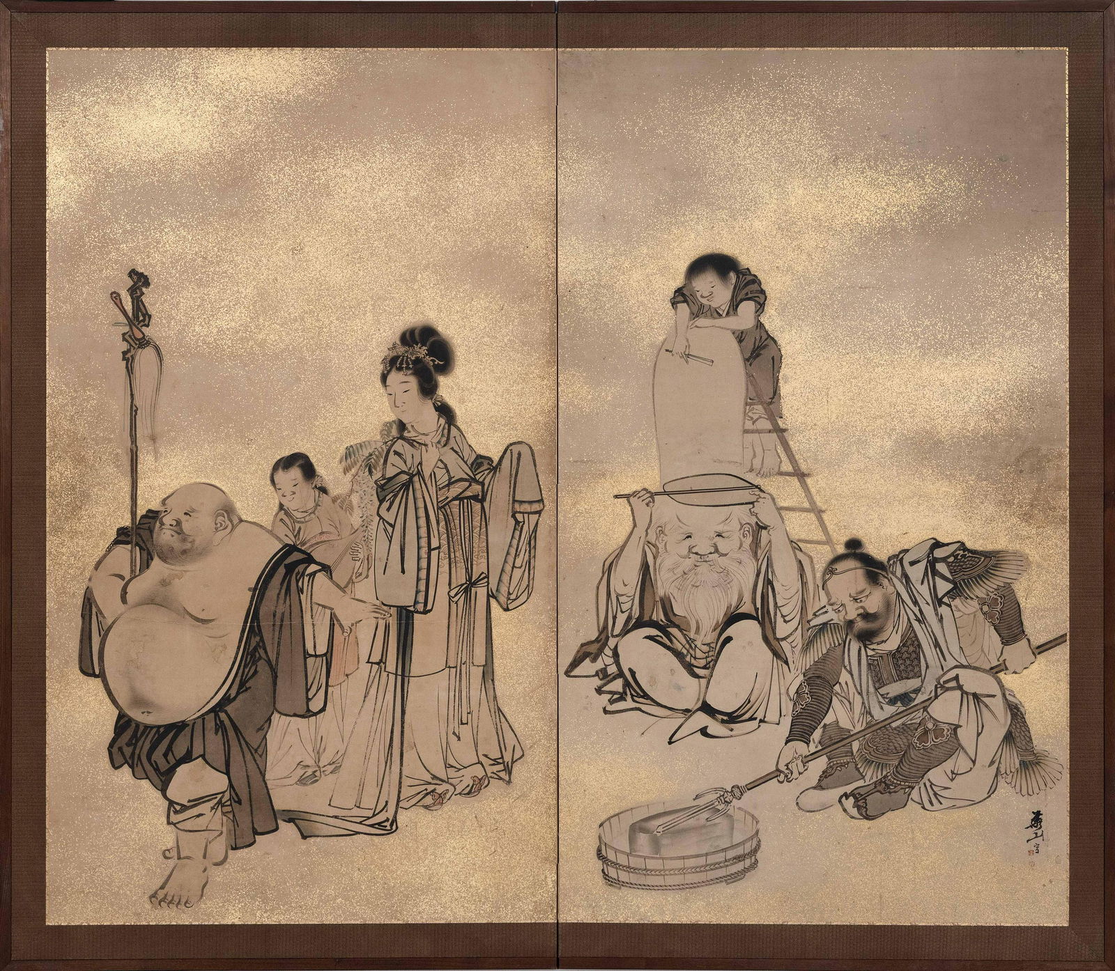 JAPANESE SUMI-PAINTED TWO-PANEL SCREEN Edo Period, (1 of 1)