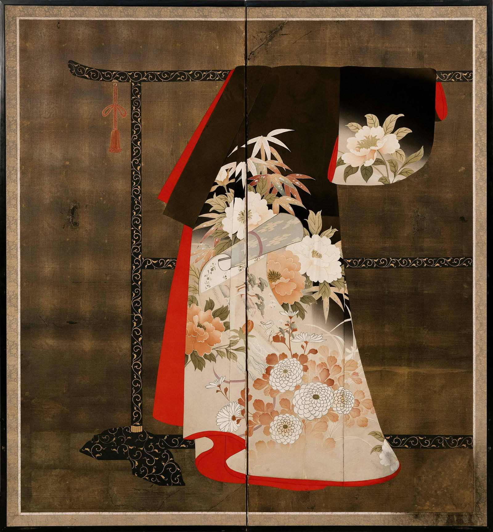 JAPANESE TWO-PANEL SCREEN Early 20th Century Height (1 of 1)