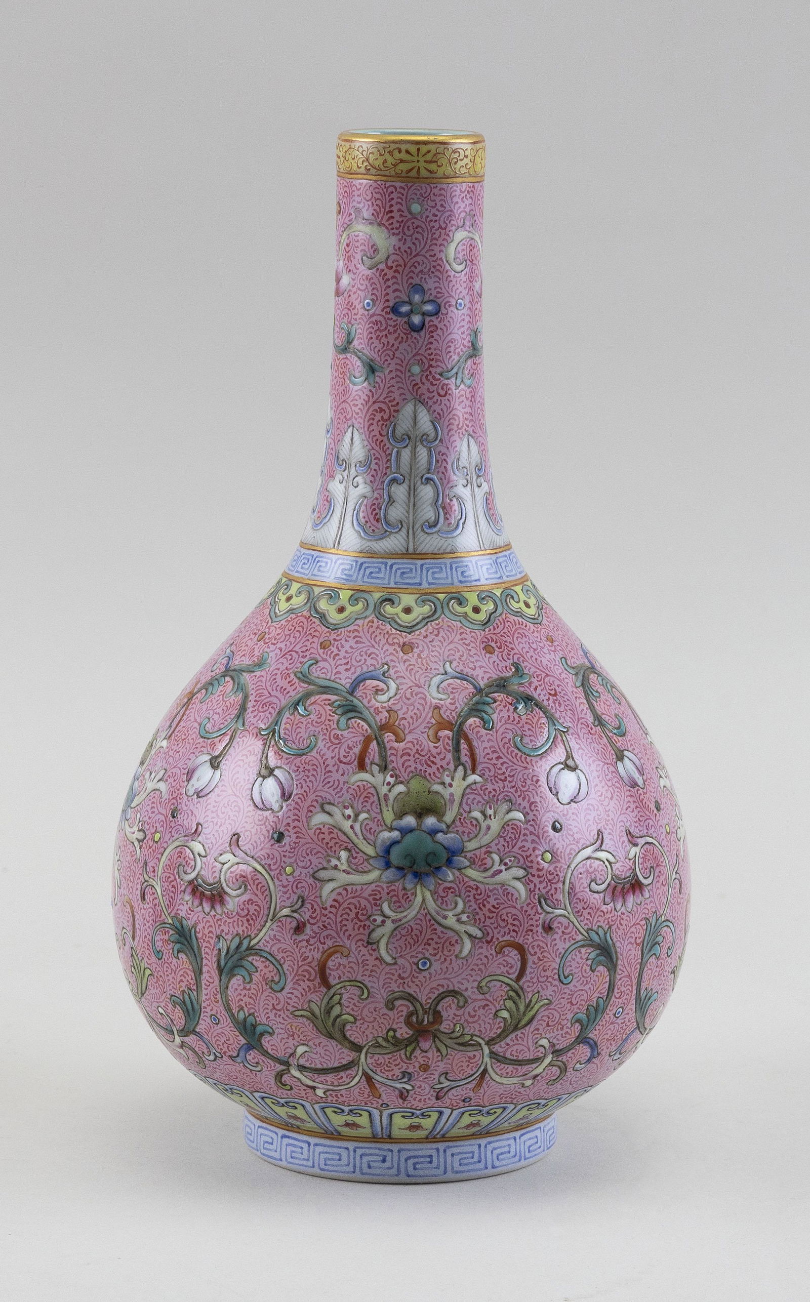 CHINESE FAMILLE ROSE PORCELAIN BOTTLE VASE Early 20th (1 of 5)