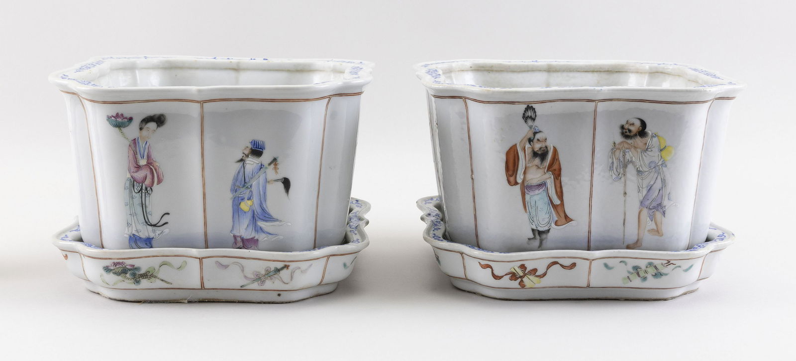 PAIR OF CHINESE PORCELAIN SQUARE JARDINIERES WITH (1 of 7)