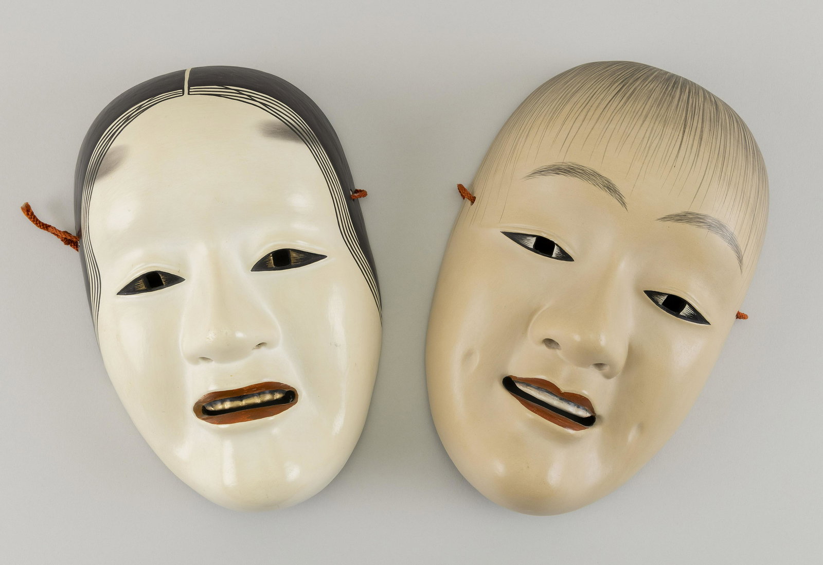 TWO JAPANESE CERAMIC NOH MASKS 20th Century Heights (1 of 2)