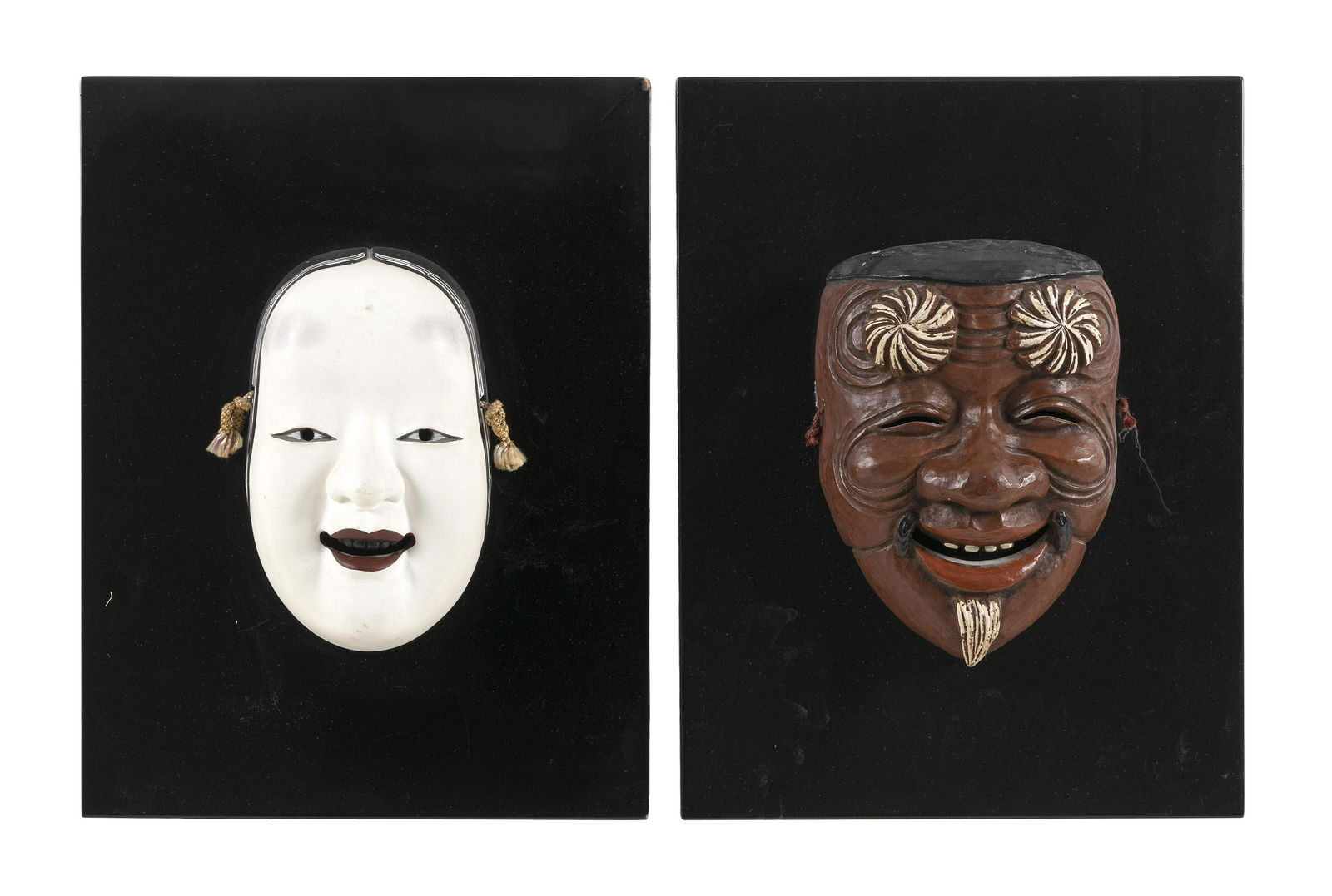 TWO JAPANESE CERAMIC NOH MASKS 20th Century Mask (1 of 2)