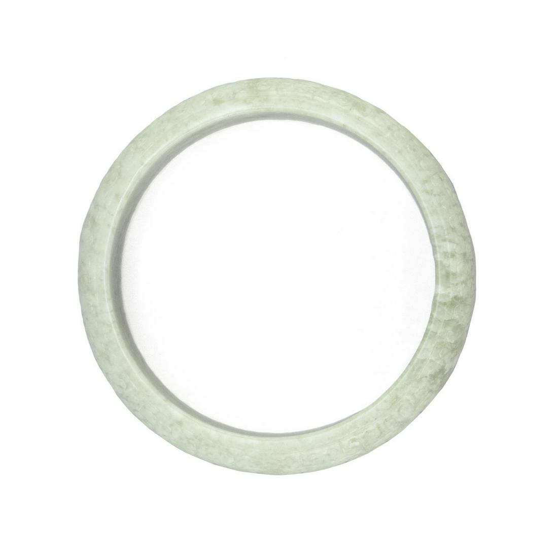 CHINESE OVERSIZE MOTTLED LIGHT CELADON JADE BANGLE (1 of 2)