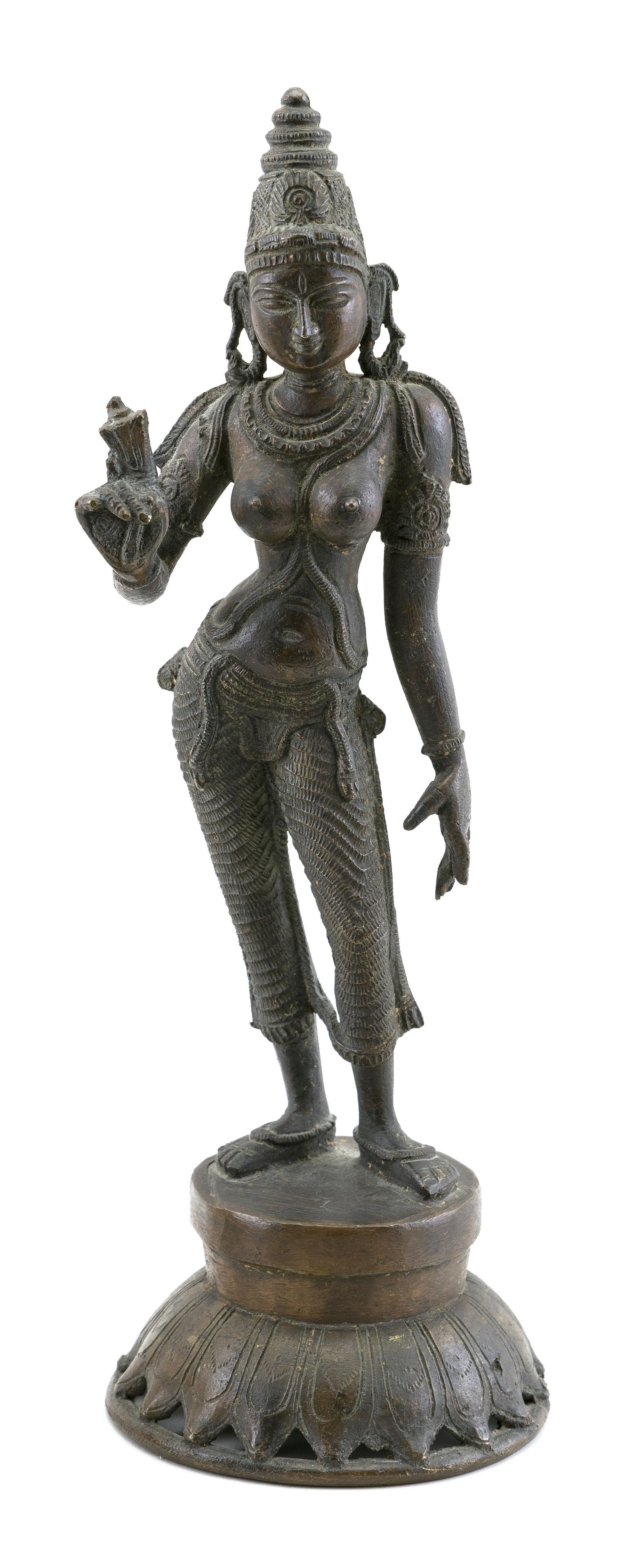 HINDU BRONZE FIGURE OF PARVATI AS SHIVAKAMI Early 20th (1 of 2)