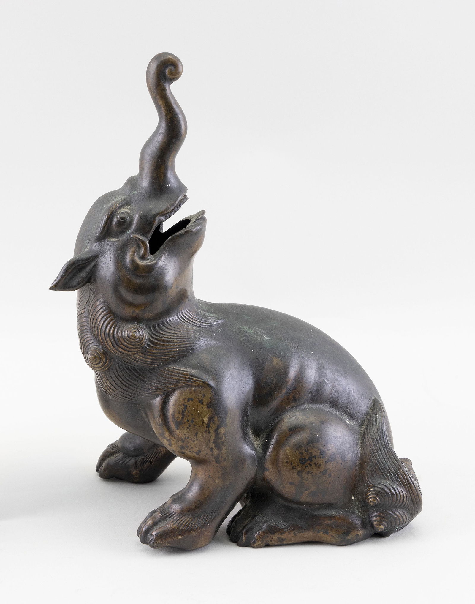 JAPANESE BRONZE FIGURE OF BAKU 19th Century Height 10". (1 of 2)