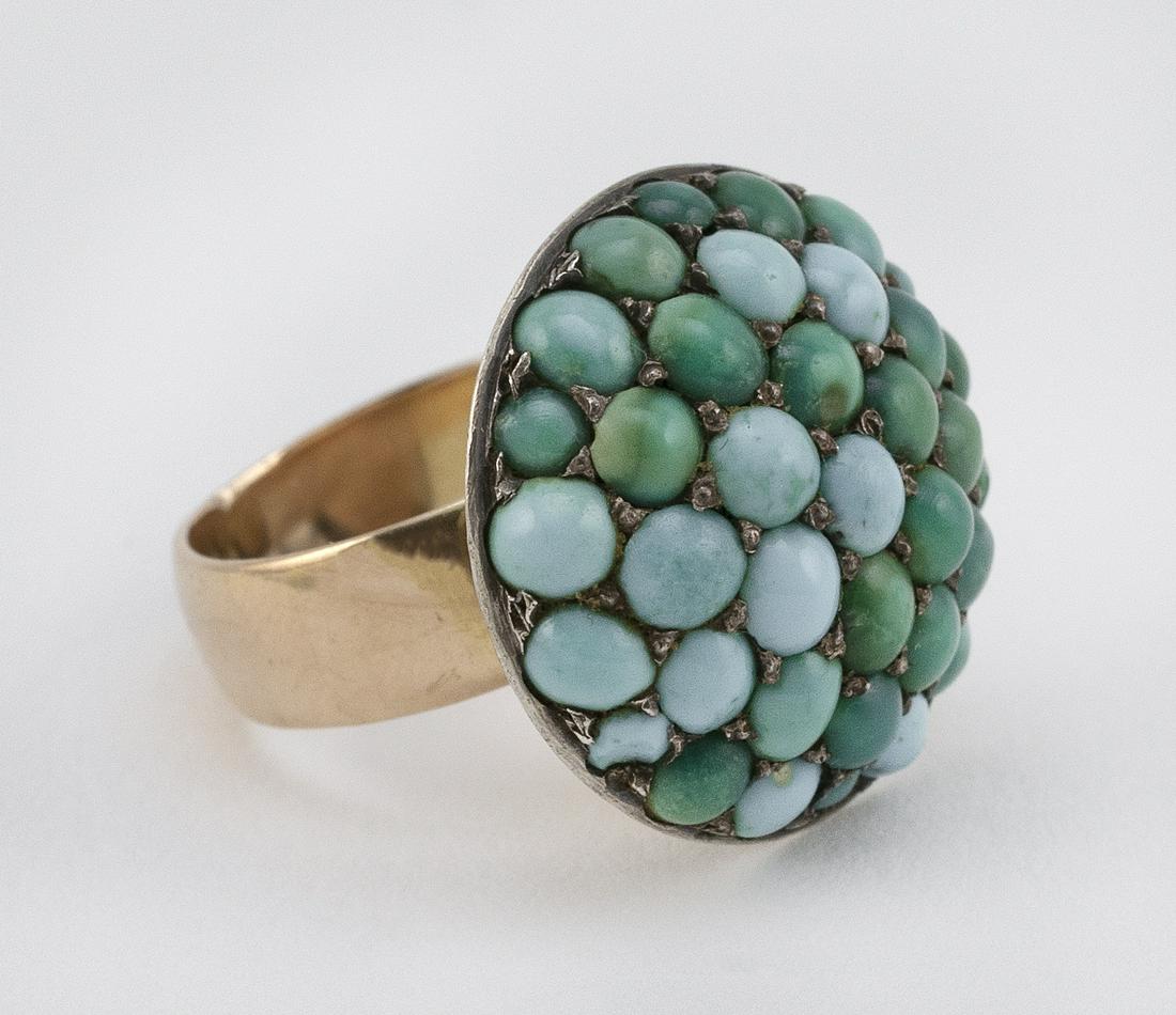 VICTORIAN TURQUOISE, SILVER AND GOLD RING (1 of 2)