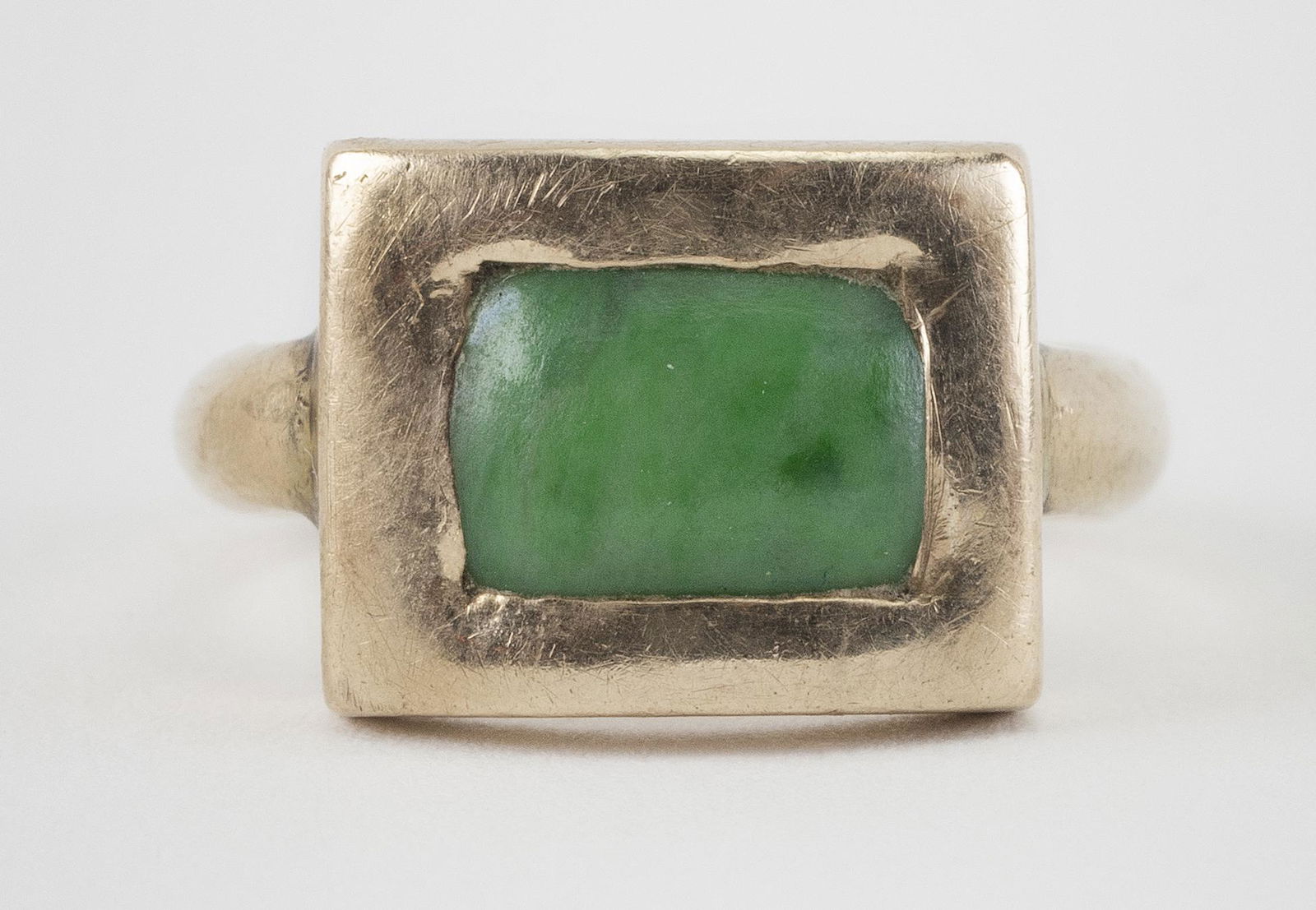 JULES BRENNER 14KT GOLD AND JADITE RING Provincetown, (1 of 1)