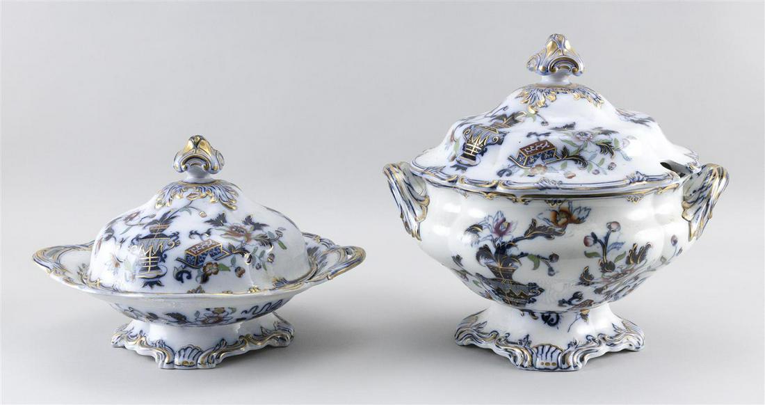 TWO IMPERIAL STONE IMARI PALETTE IRONSTONE COVERED (1 of 4)