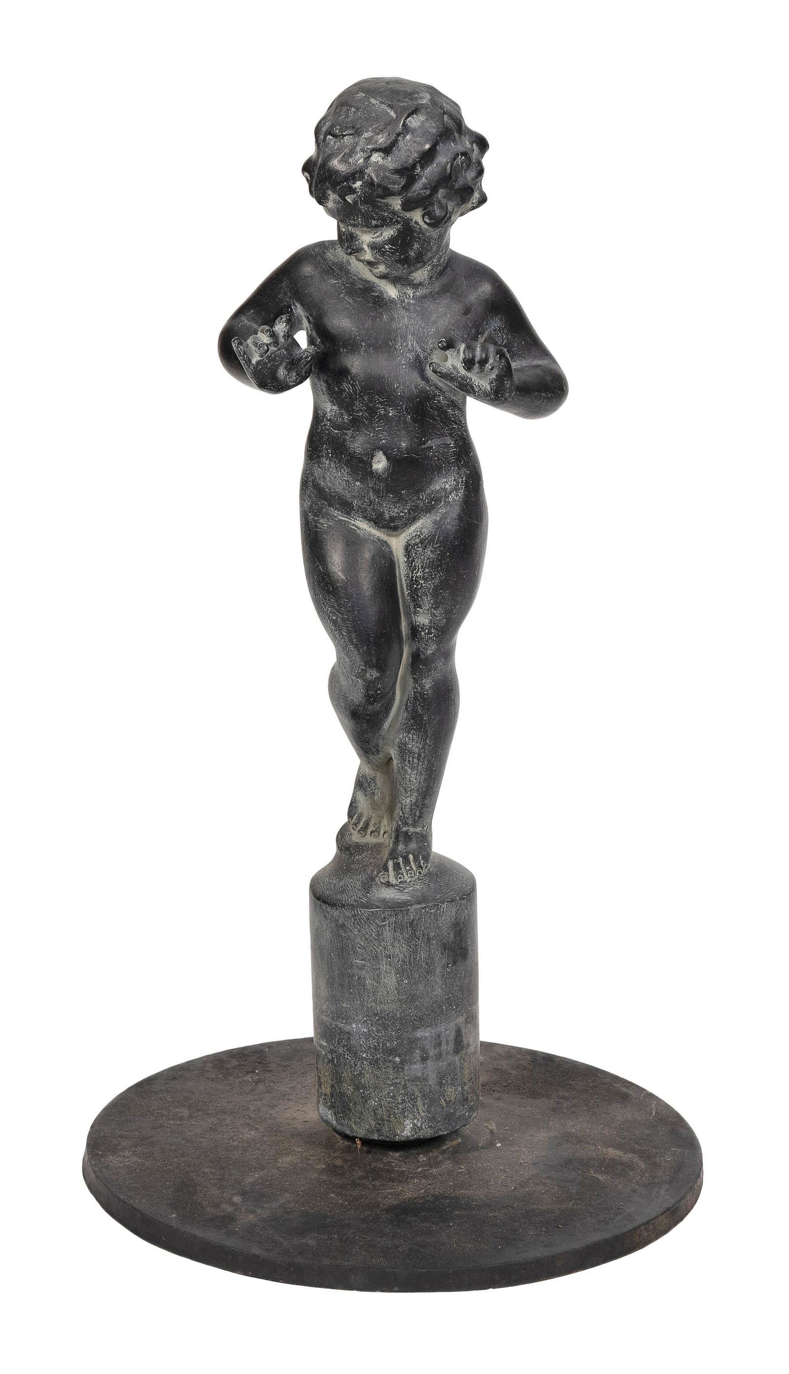 PATINATED METAL SCULPTURE OF A YOUNG CHILD Mid to Late (1 of 2)