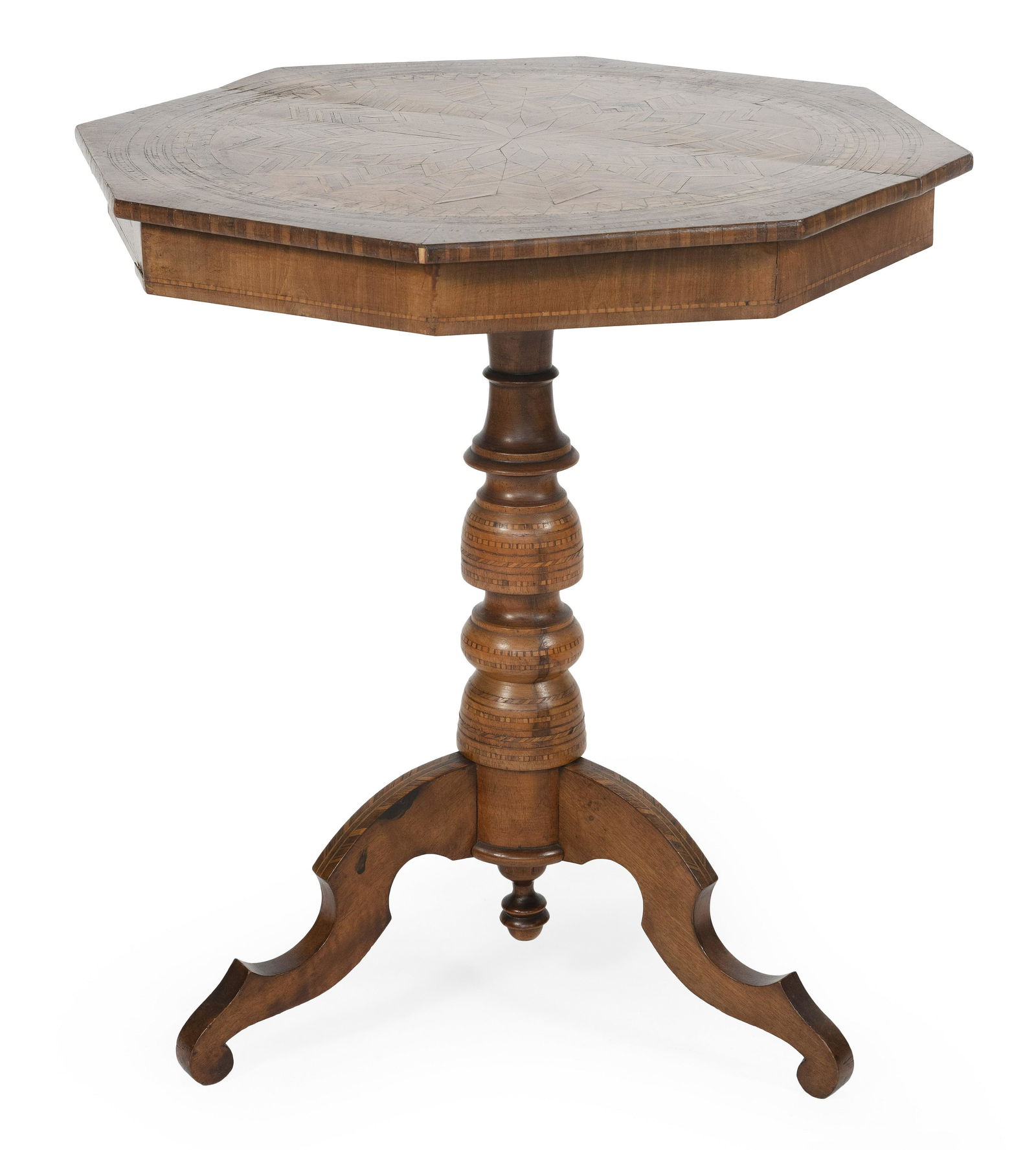 EXTENSIVELY INLAID OCTAGONAL SIDE TABLE Early 20th (1 of 1)