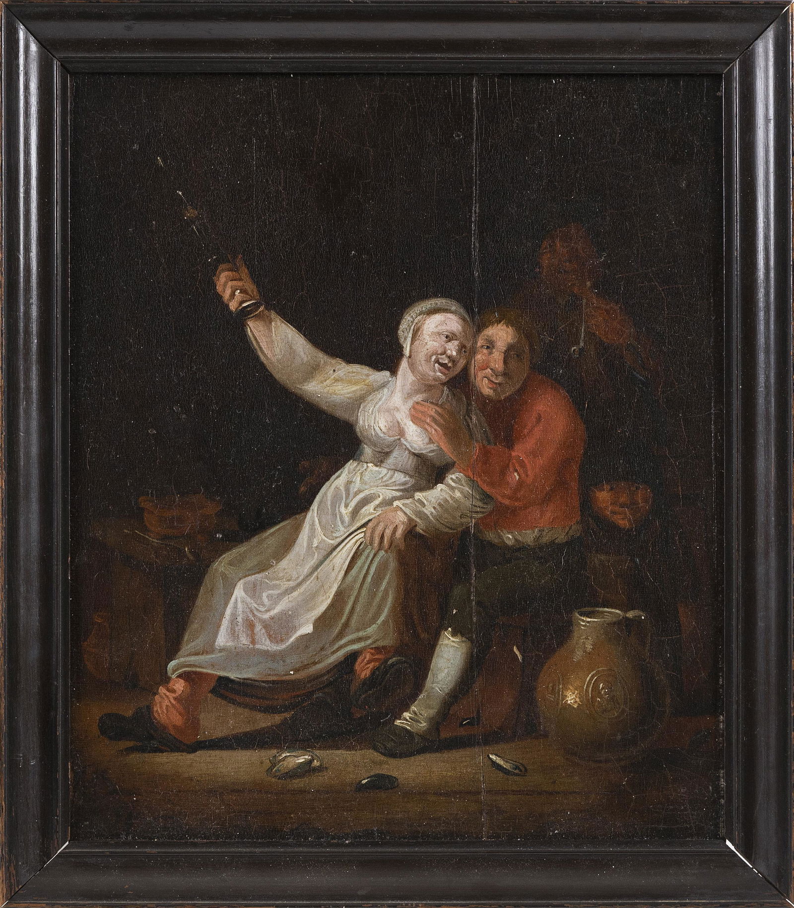 EUROPEAN GENRE SCENE 18th Century Oil on panel, 11" x (1 of 2)