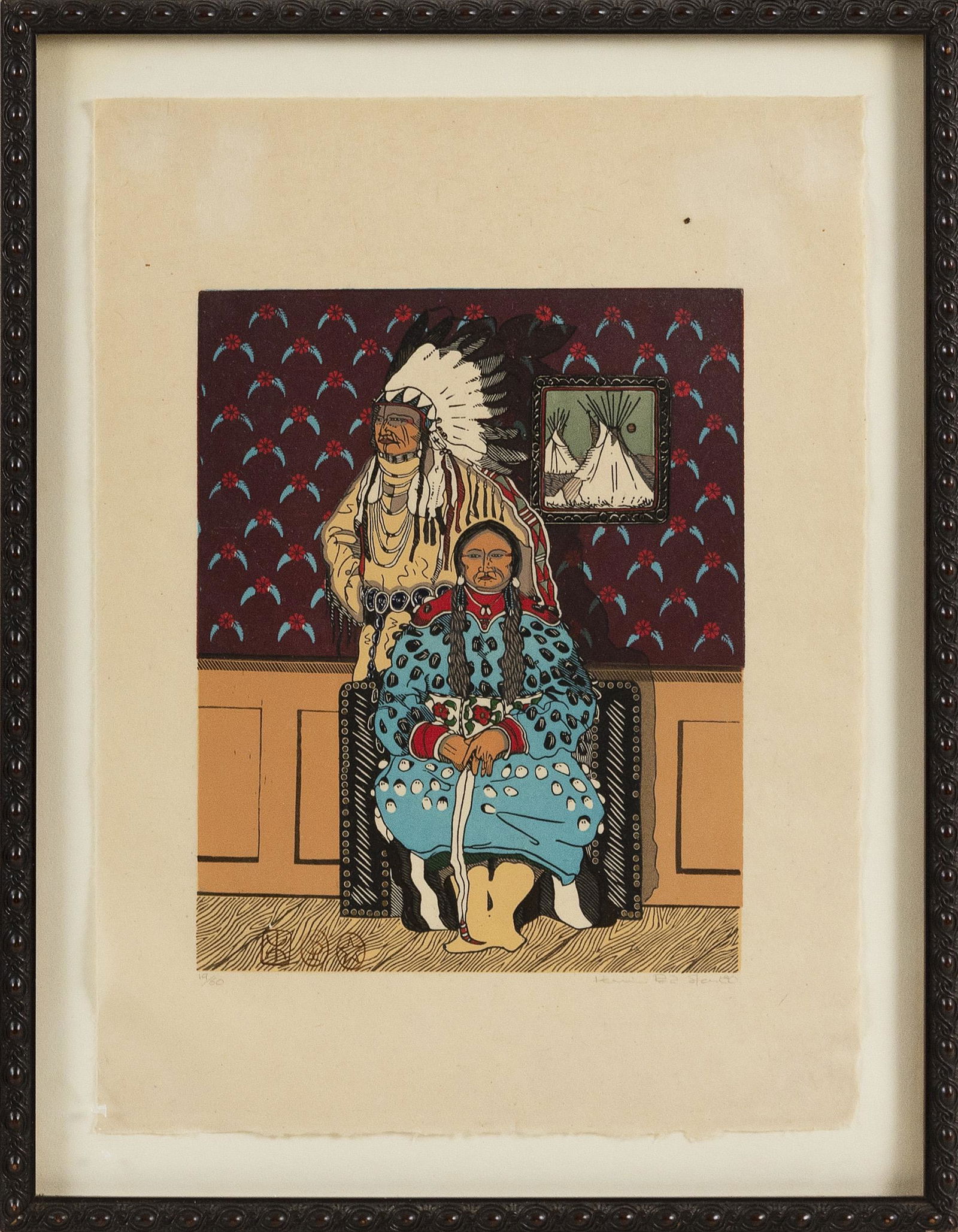 KEVIN RED STAR (Montana, b. 1943), Interior scene with (1 of 2)