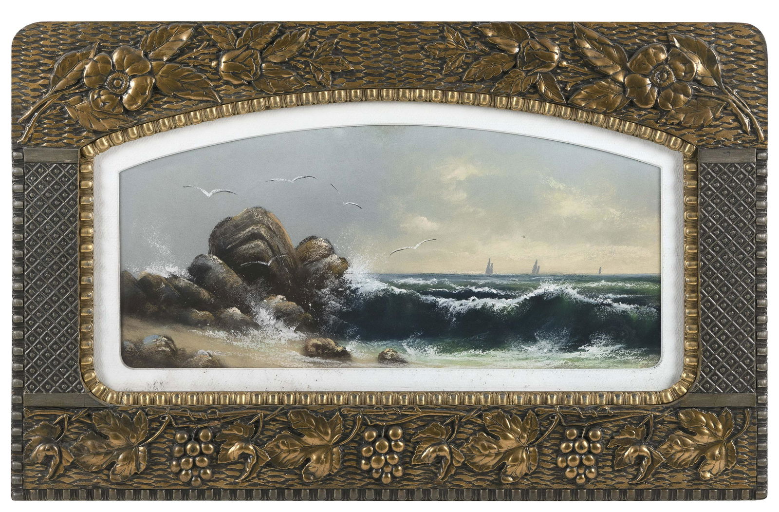 VICTORIAN-ERA PASTEL OF CRASHING SURF Late 19th Century (1 of 2)