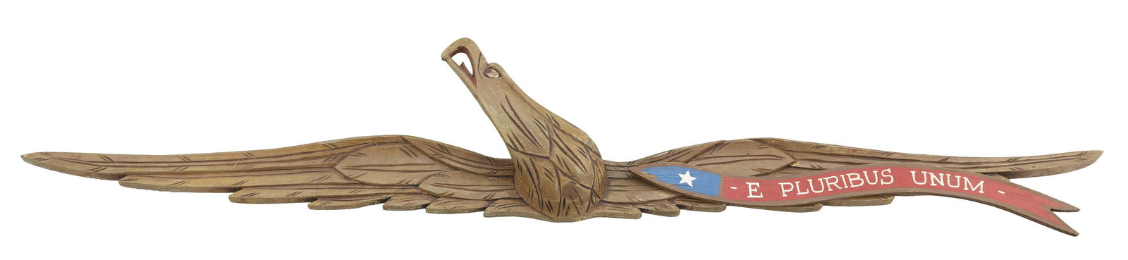 BELLAMY-STYLE CARVED WOODEN SPREAD-WING EAGLE PLAQUE (1 of 2)