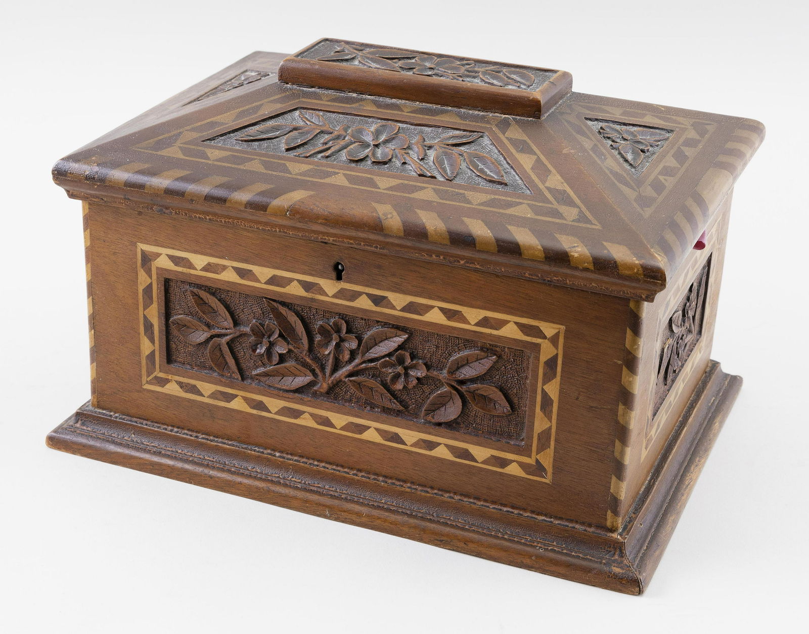 FOLK ART JEWELRY BOX Early 20th Century Height 7”. (1 of 2)