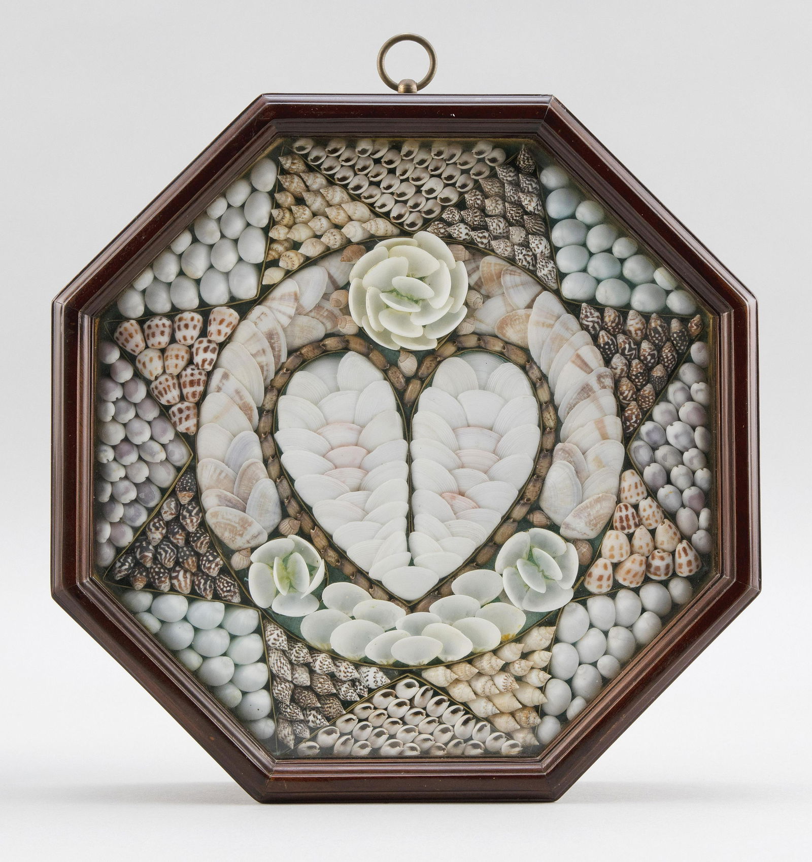 SAILOR’S VALENTINE Late 20th Century Case 10" x 10". (1 of 2)