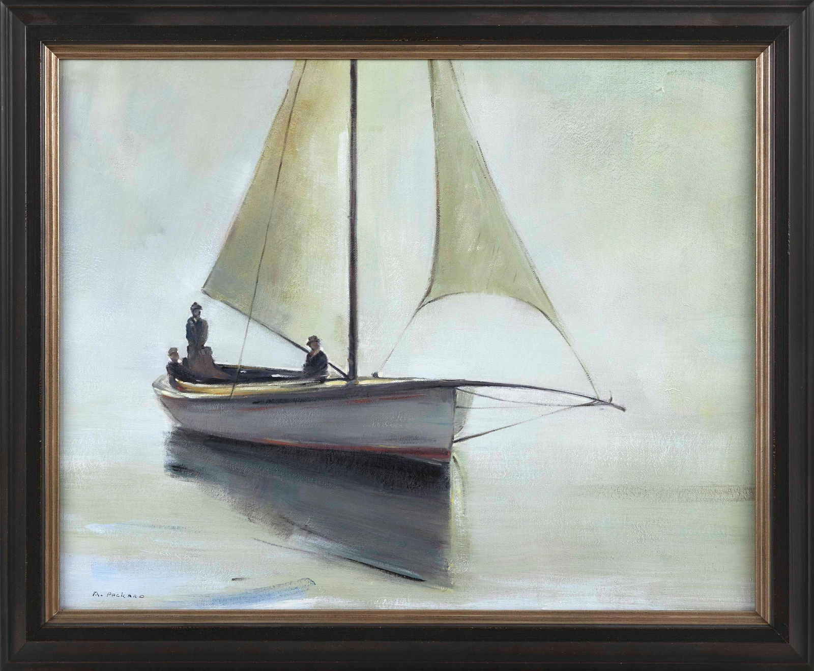 ANNE PACKARD (Massachusetts/New Jersey, b. 1933),: ANNE PACKARDMassachusetts/New Jersey, b. 1933Sailing on calm waters. Signed lower left "A. Packard".Oil on canvas, 24" x 30". Framed 29" x 34". Provenance:Purchased direc