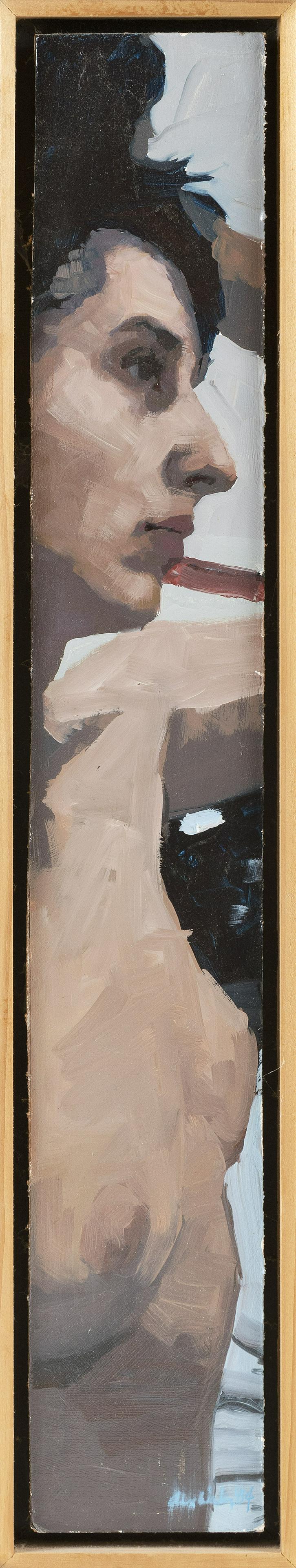 ALEXANDRA WALKER (America, 20th Century), Detail of a: ALEXANDRA WALKER America, 20th Century Detail of a nude. Signed and dated lower right "Alex Walker '84". Oil on panel, 24" x 3.75". Framed 25" x 5".