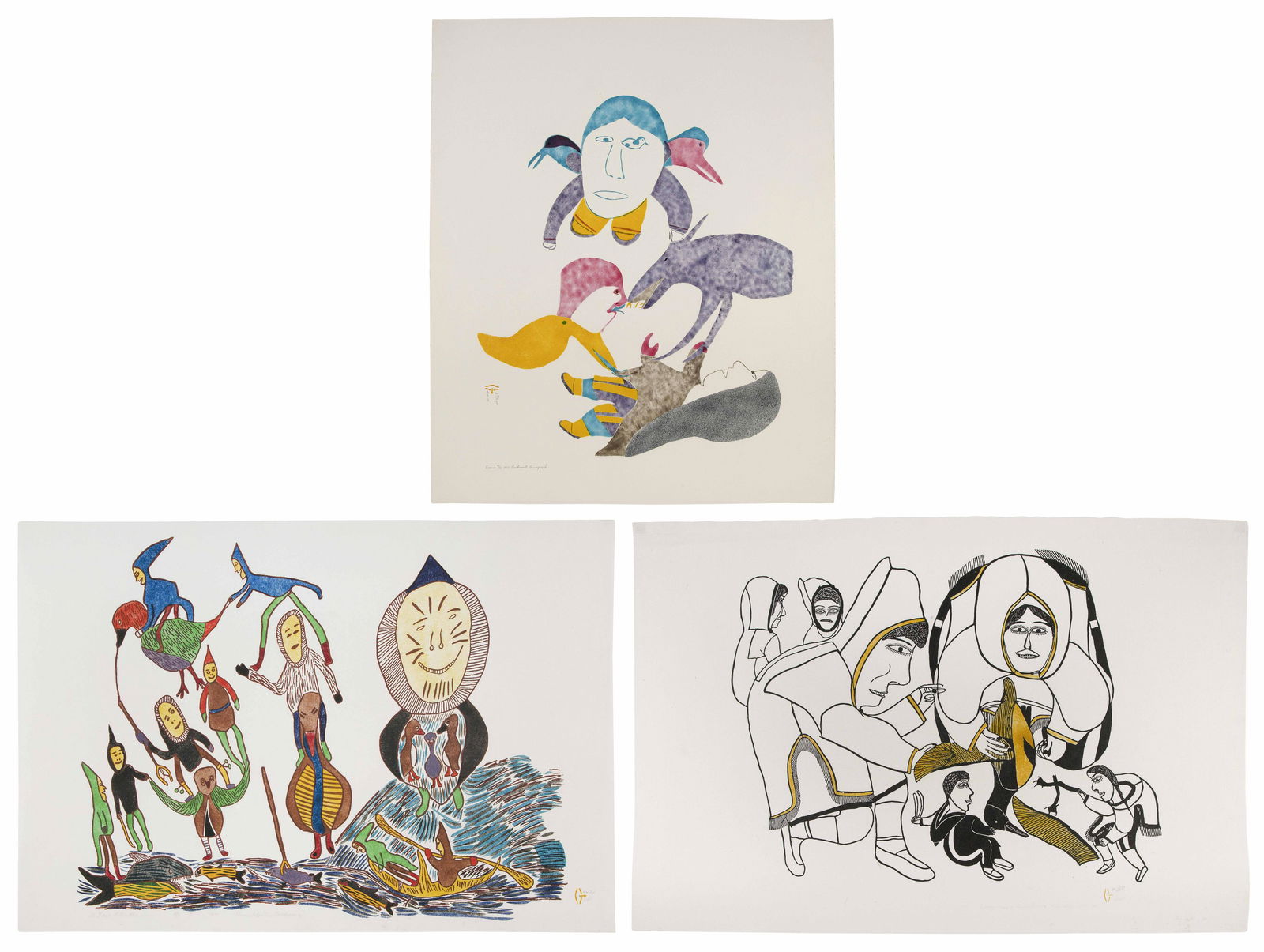 JANET KIGUSIUQ (Canada, 1926-2005), Three colored (1 of 4)