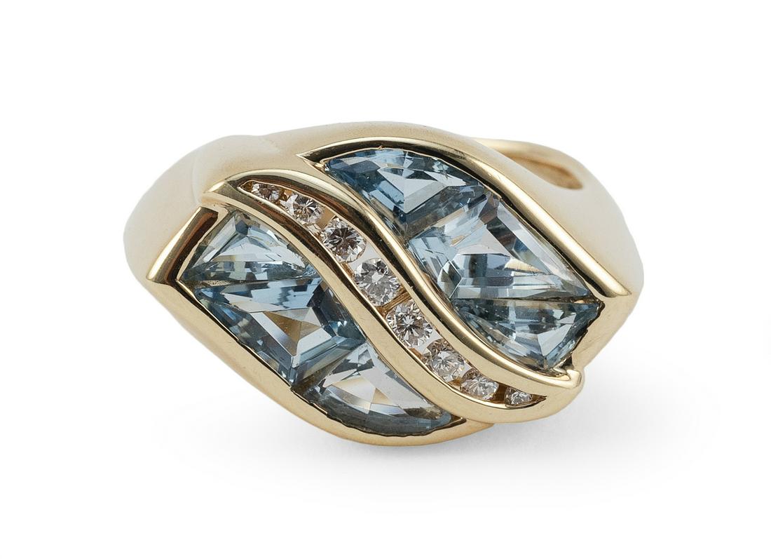 14KT GOLD, BLUE TOPAZ AND DIAMOND RING Approx. 5.63 (1 of 1)