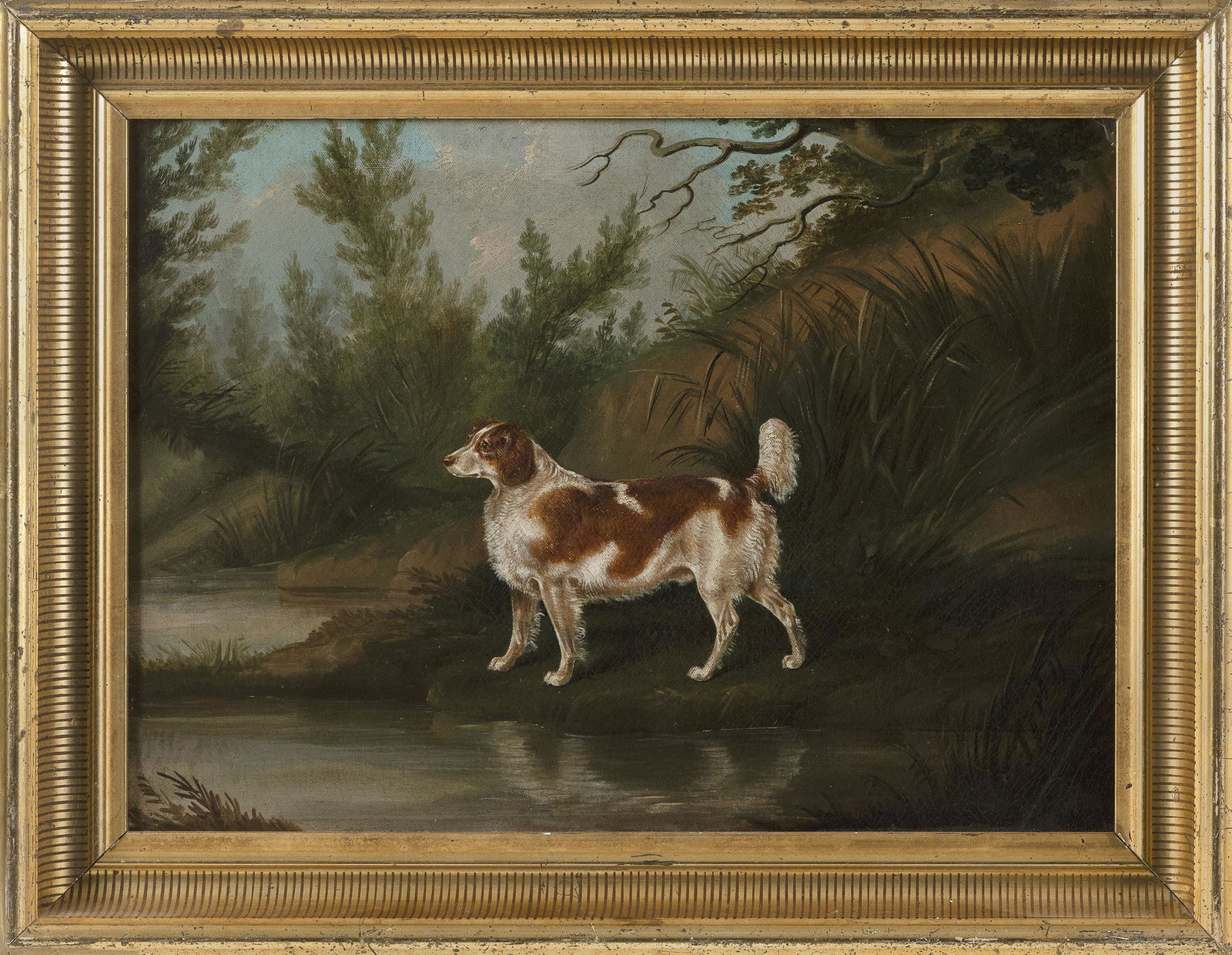 ENGLISH SCHOOL (19th Century,), A spaniel in a (1 of 2)