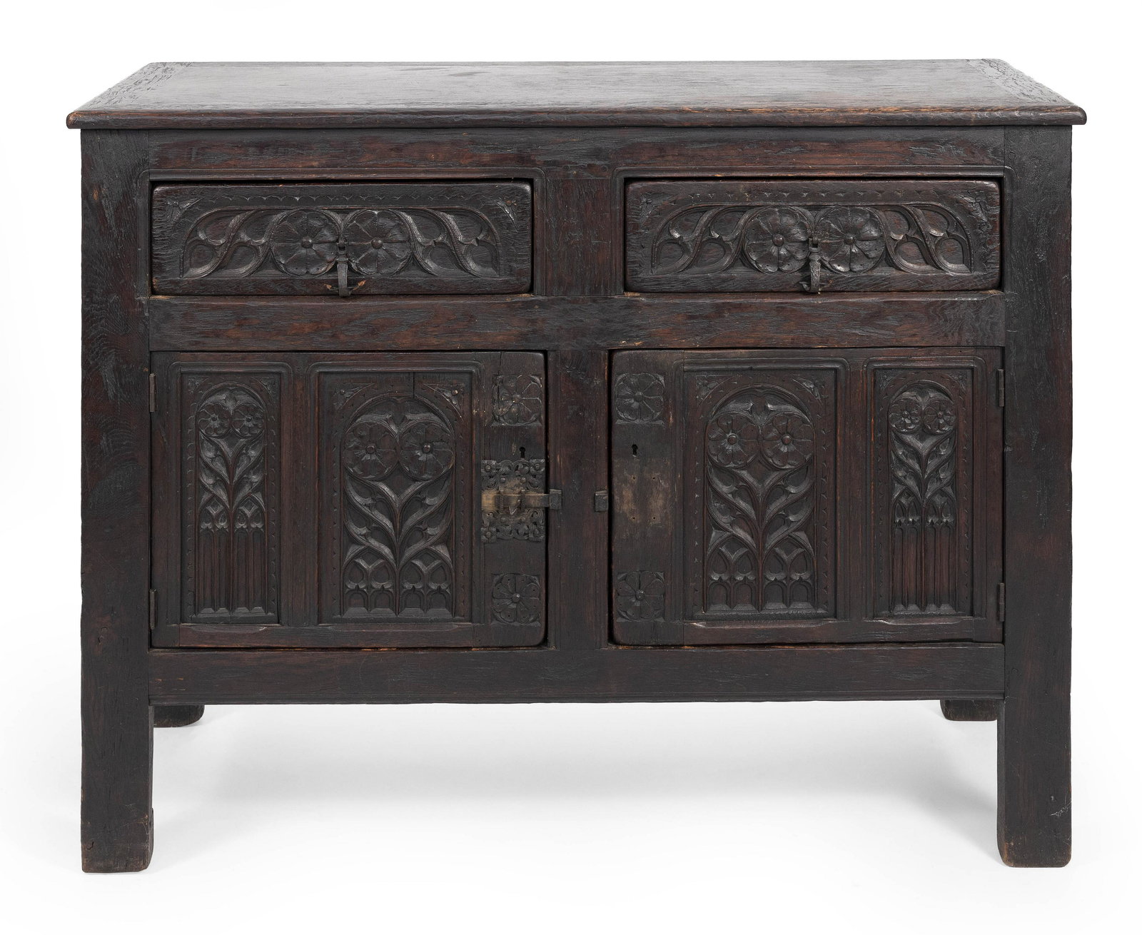 CARVED OAK CUPBOARD England, Early 18th Century Height (1 of 1)