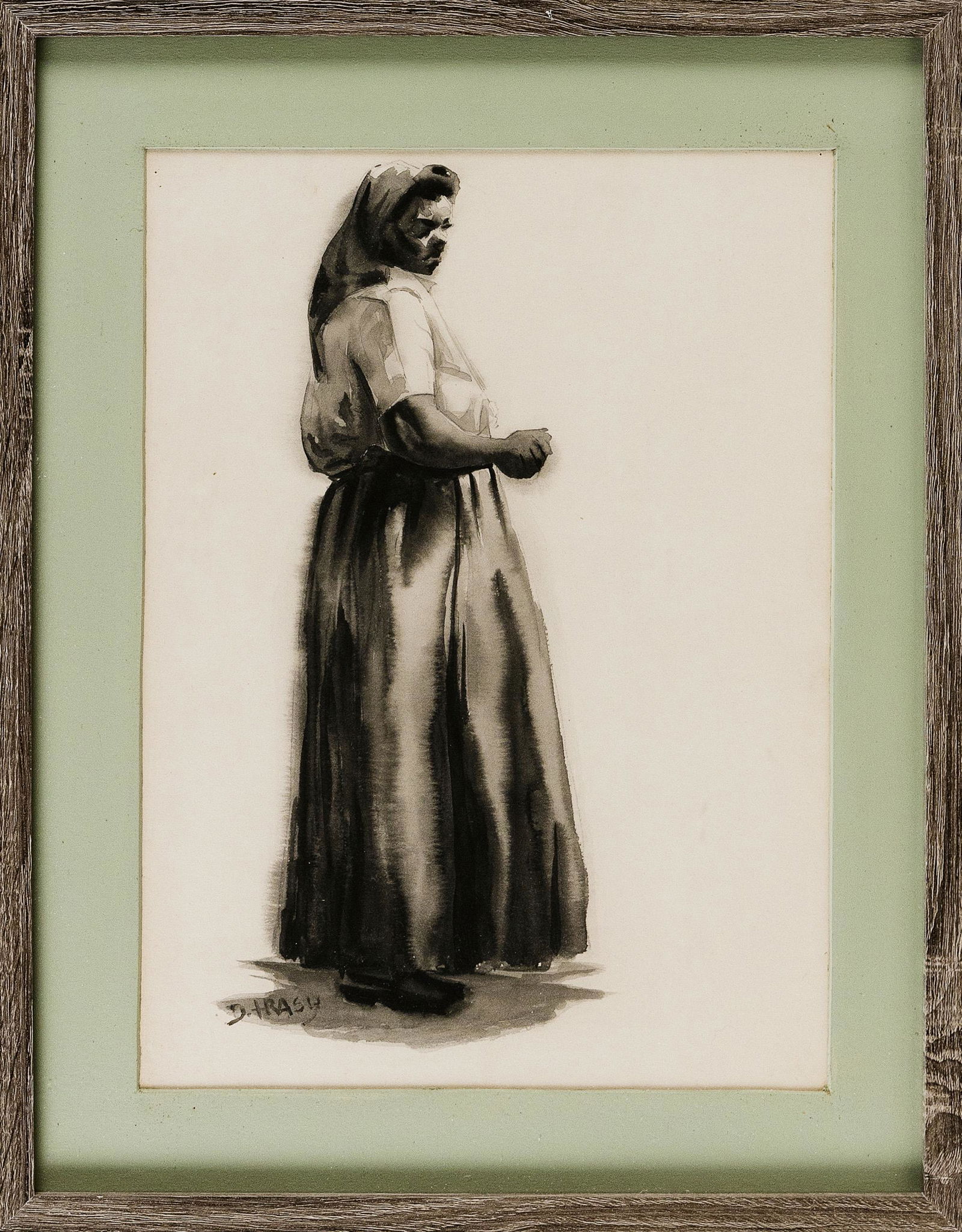 DOX THRASH (Pennsylvania/Canada, 1893-1965), Portrait: DOX THRASHPennsylvania/Canada, 1893-1965Portrait of a woman. Signed lower left "D. Thrash".Watercolor on paper, 14" x 10.25" sight. Framed 19" x 15".