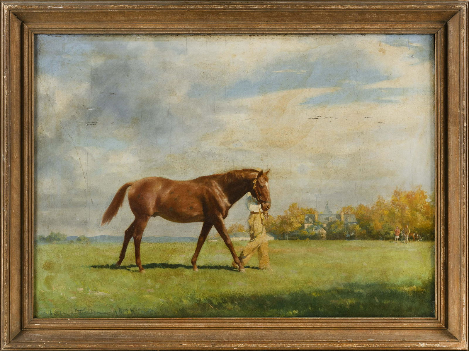 AMERICAN SCHOOL (Circa 1931,), A man leading a horse., (1 of 3)