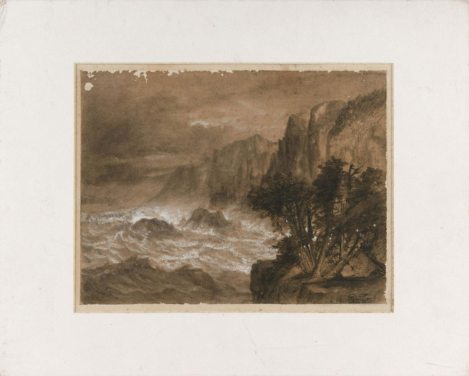 AMERICAN SCHOOL (19th Century,), Waves crashing on a (1 of 2)