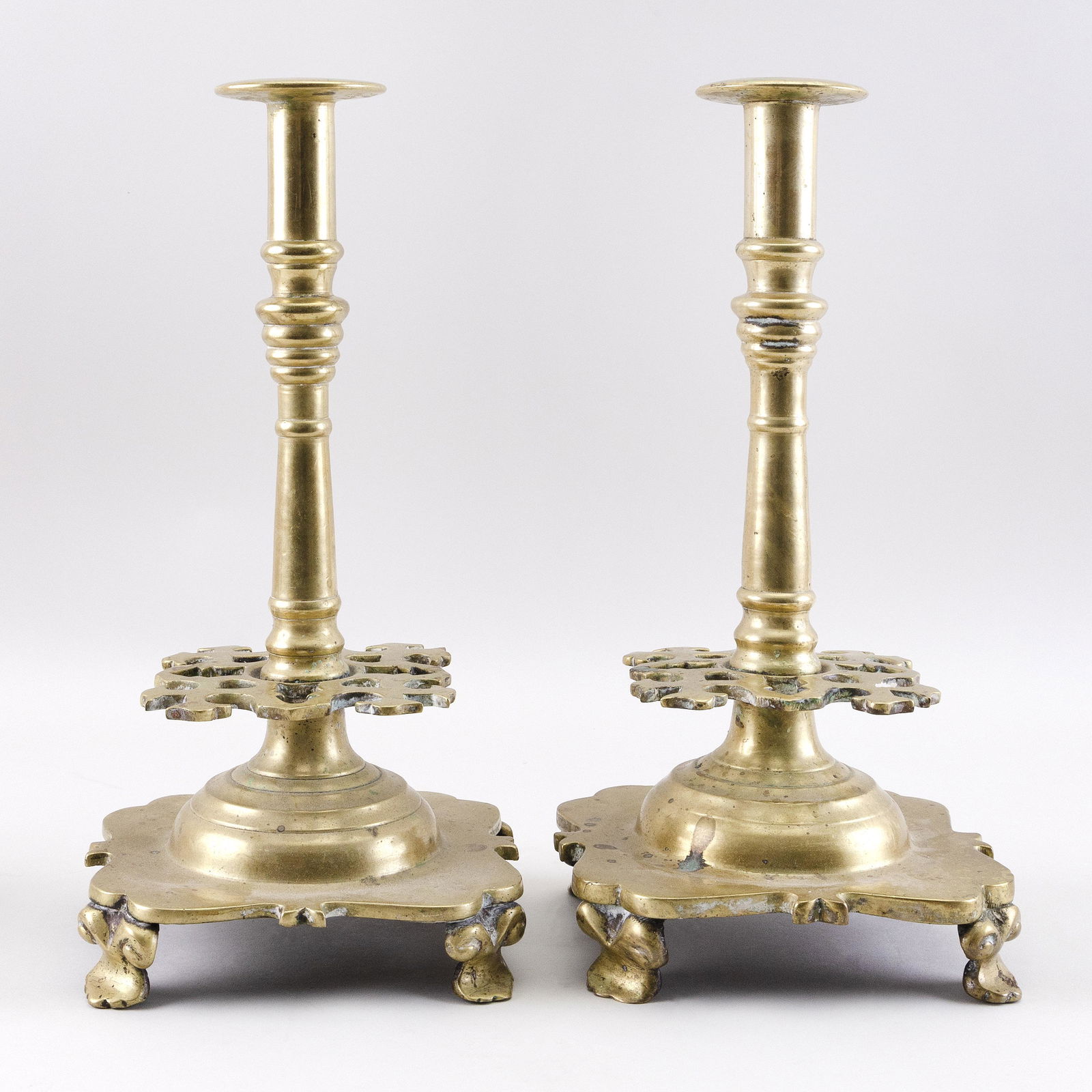 PAIR OF DUTCH BRASS CANDLESTICKS Late 18th/Early 19th (1 of 2)