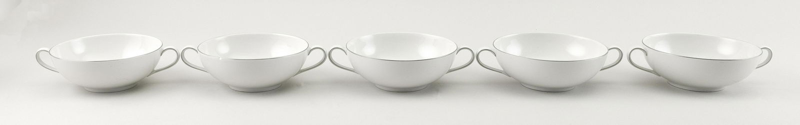 FIVE KPM HAND-PAINTED PORCELAIN CONSOMME SOUP BOWLS (1 of 3)