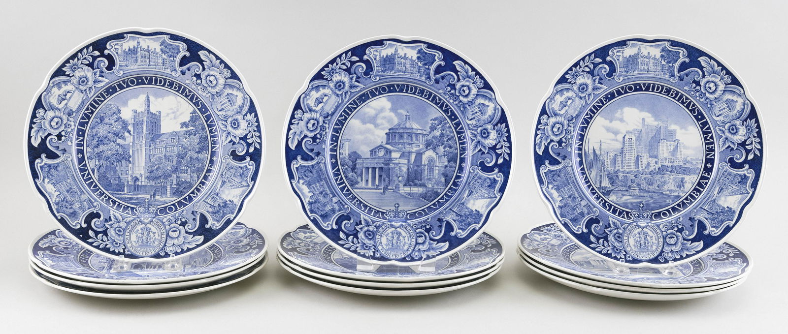 SET OF TWELVE WEDGWOOD COLUMBIA UNIVERSITY BLUE (1 of 2)