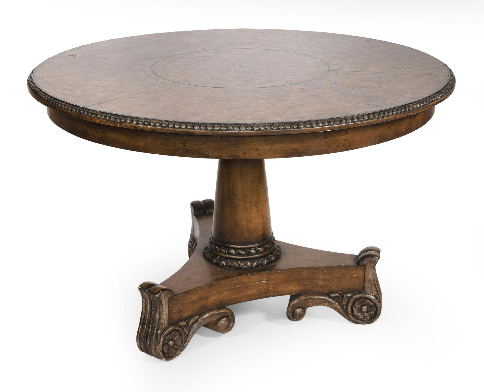 PEDESTAL TABLE WITH LEATHER TOP (1 of 1)
