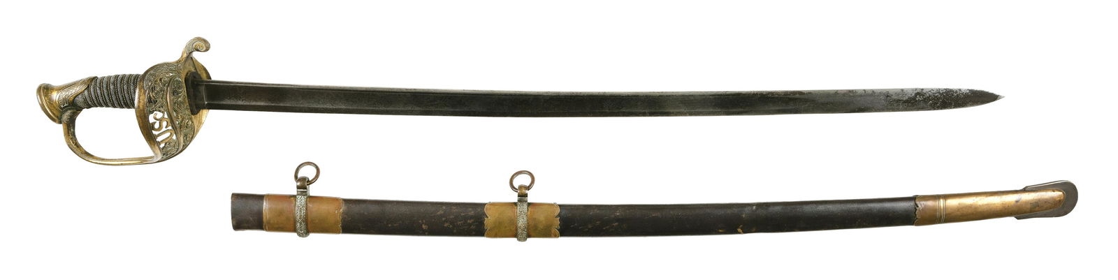 AMES MODEL 1850 SWORD AND SCABBARD Circa 1860 Length of (1 of 3)