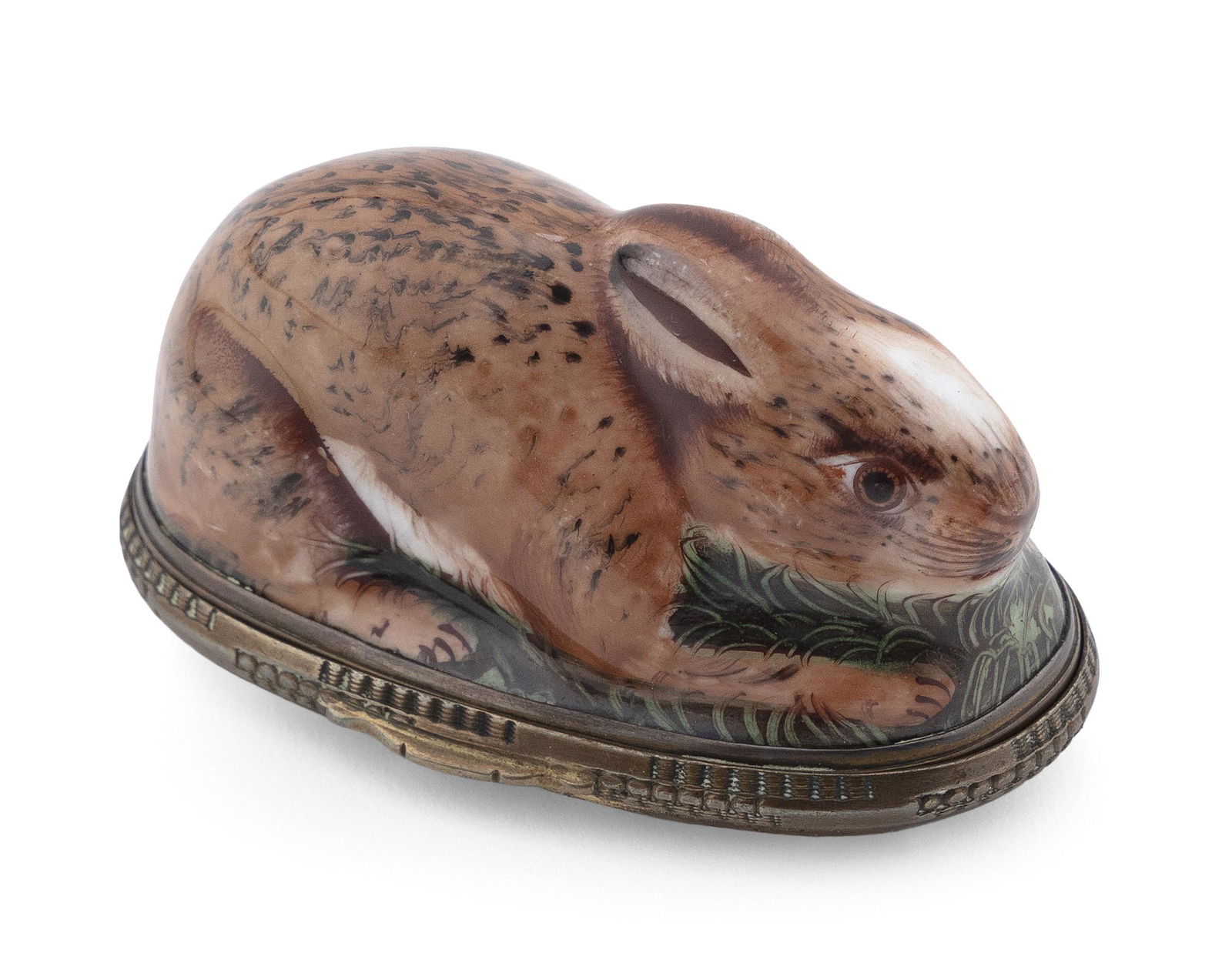 ENGLISH ENAMEL RABBIT BONBONNIERE Circa 1765 Length 3". (1 of 4)