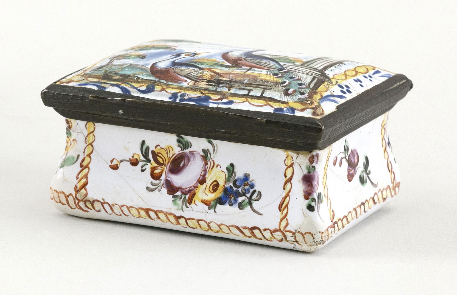 ENGLISH ENAMEL SNUFF BOX Circa 1780 Length 2.5”. (1 of 3)