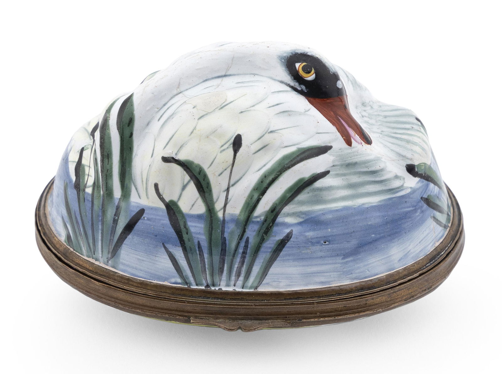 ENGLISH ENAMEL SWAN BONBONNIERE Circa 1765 Length (1 of 4)