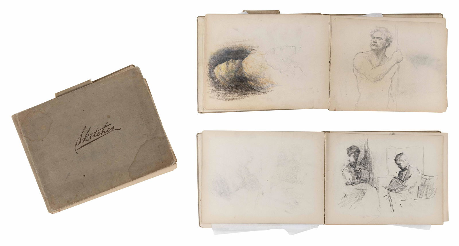 WILLIAM MCGREGOR PAXTON (Massachusetts/Maryland,: WILLIAM MCGREGOR PAXTONMassachusetts/Maryland, 1869-1941Sketchbook containing approx. 15 figural sketches. Some, but not all, signed "Paxton".Sheet sizes 8.25" x 11.75".